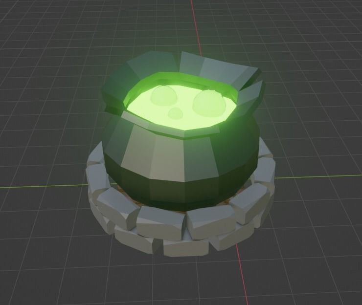 Witch Cauldron Low-poly 3D model_7