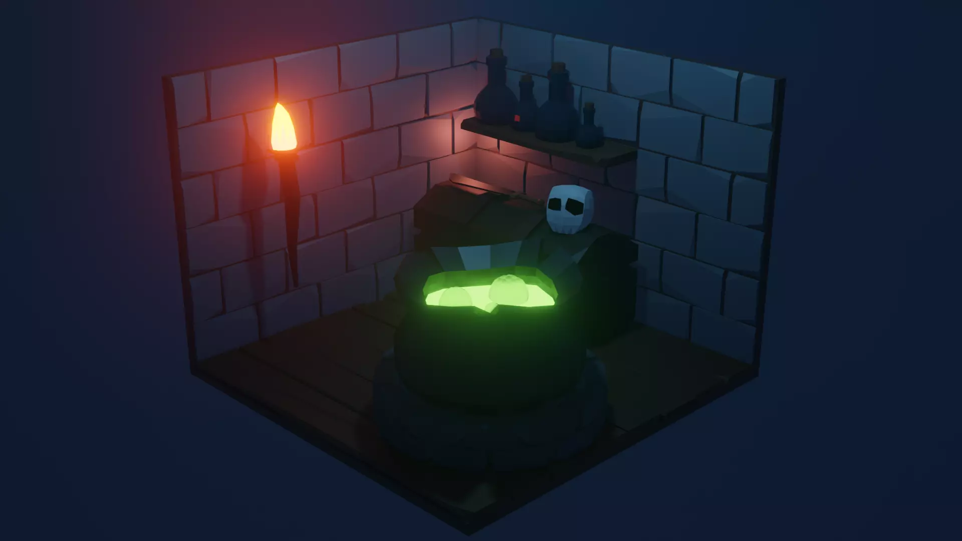 Witch Cauldron Low-poly 3D model_0