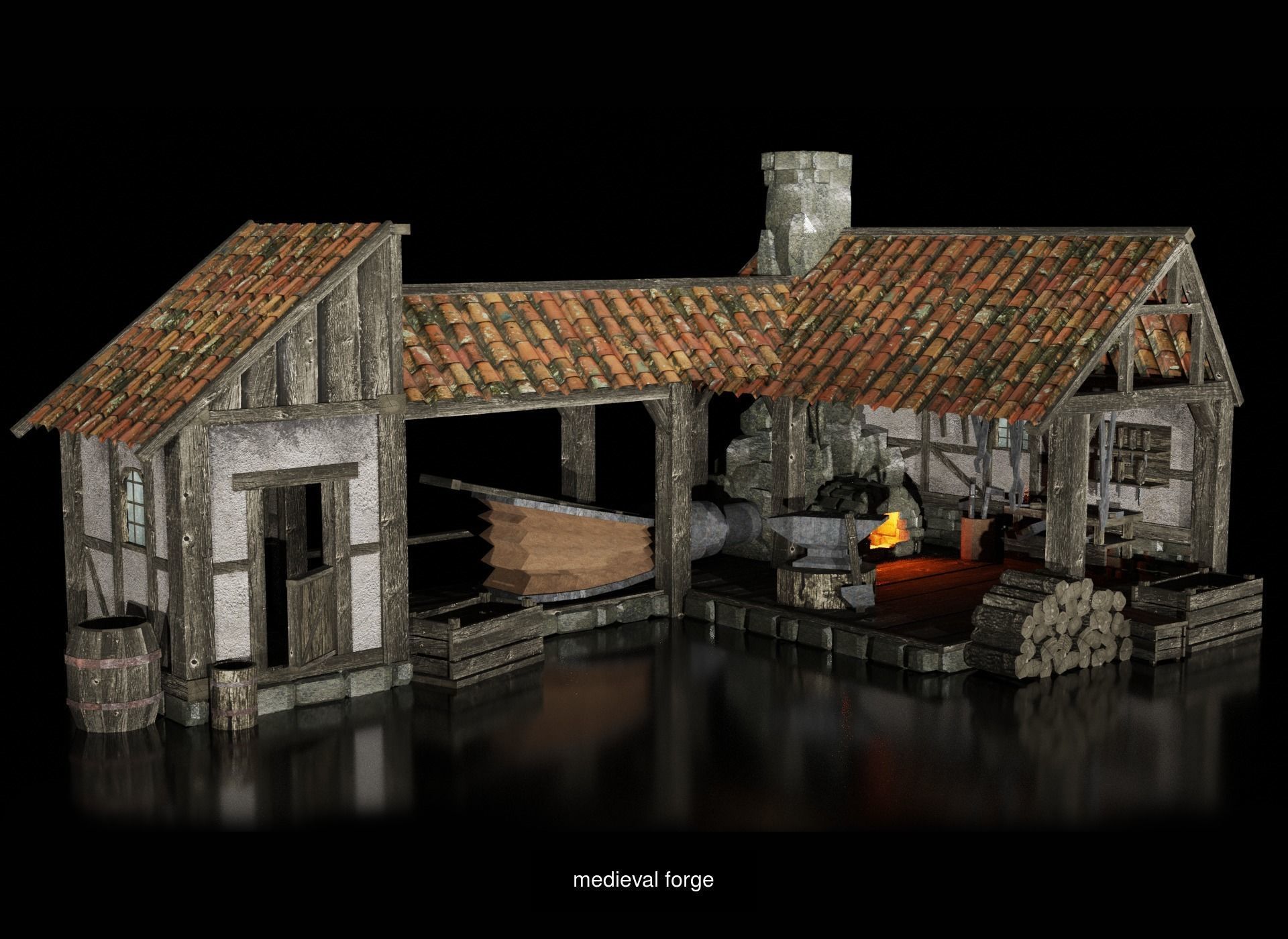 medieval town - set constructor 3D Model Collection_5
