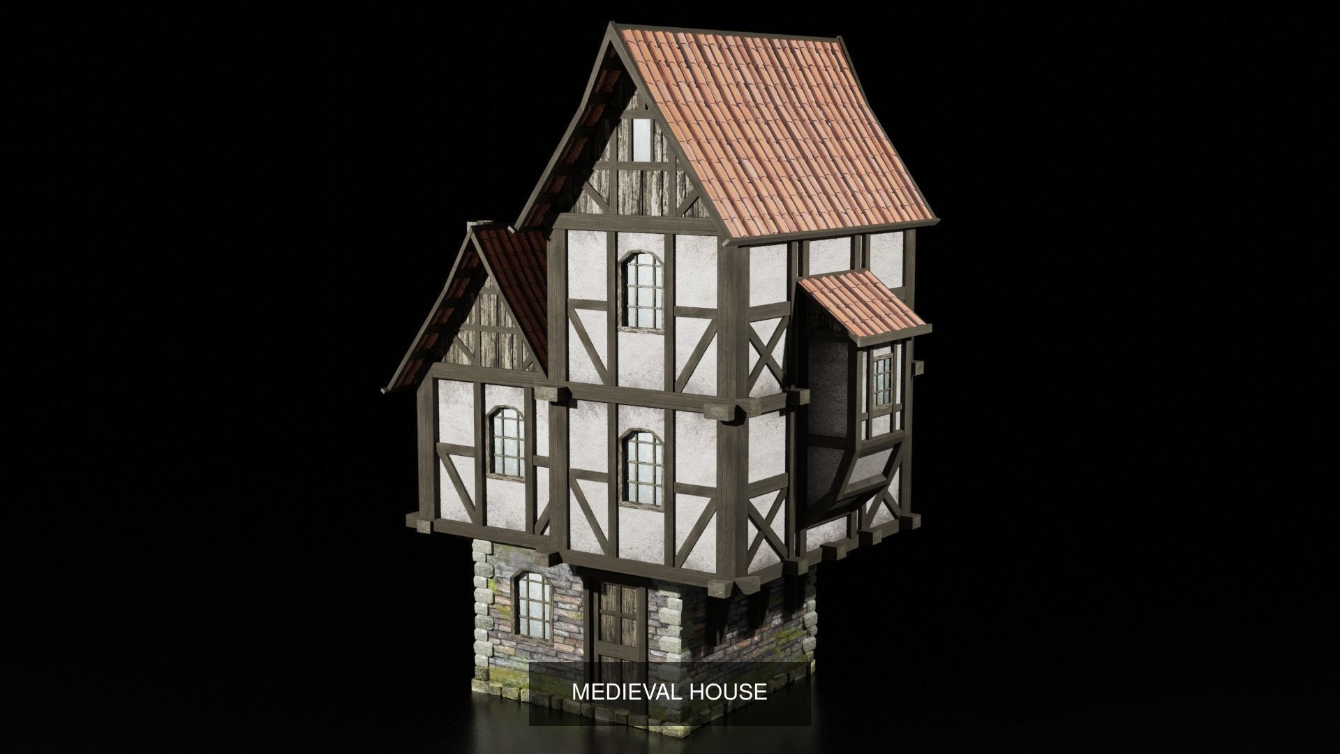 medieval town - set constructor 3D Model Collection_3