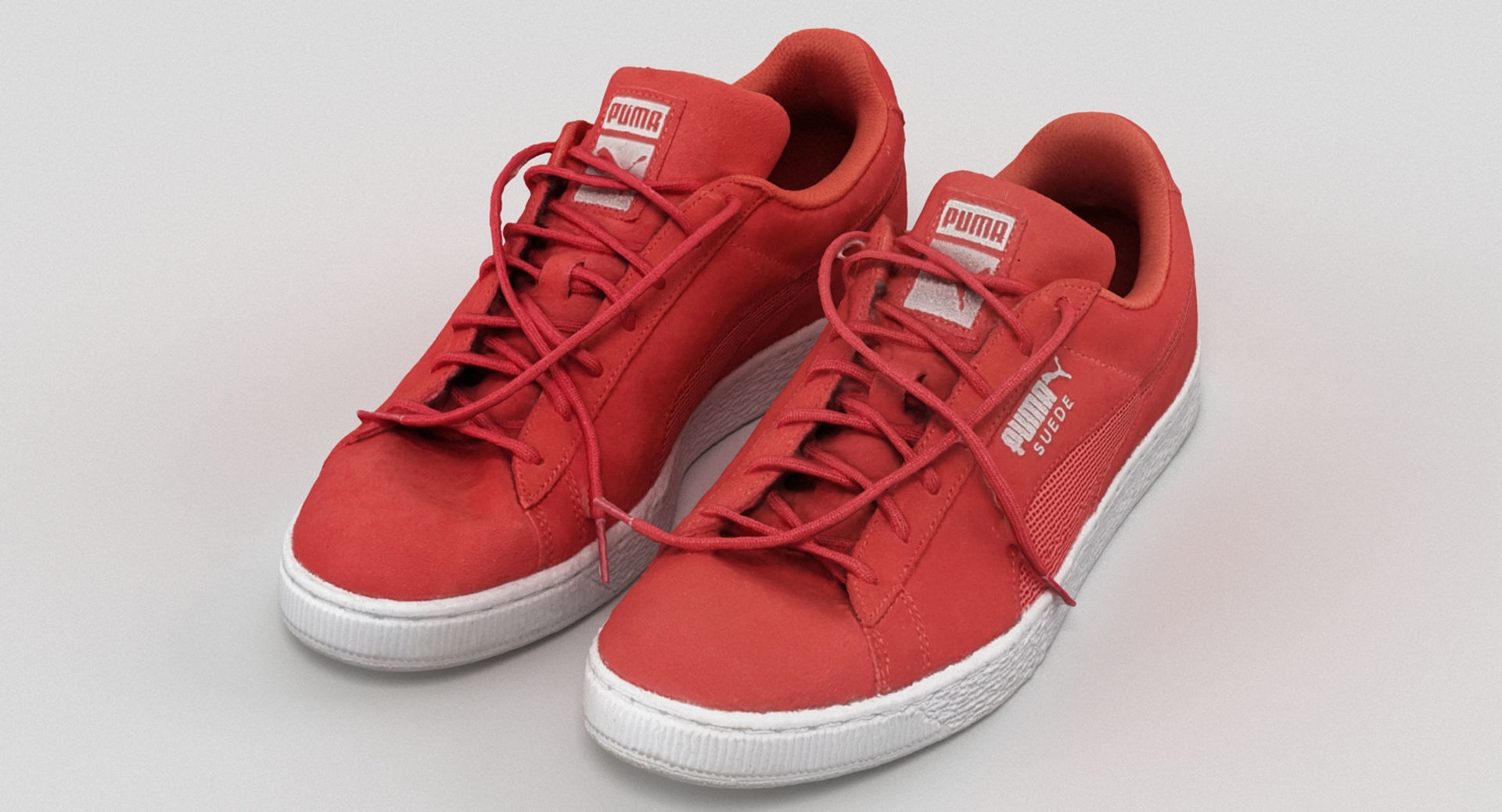 Red Suede Puma Sneakers 3D model_6