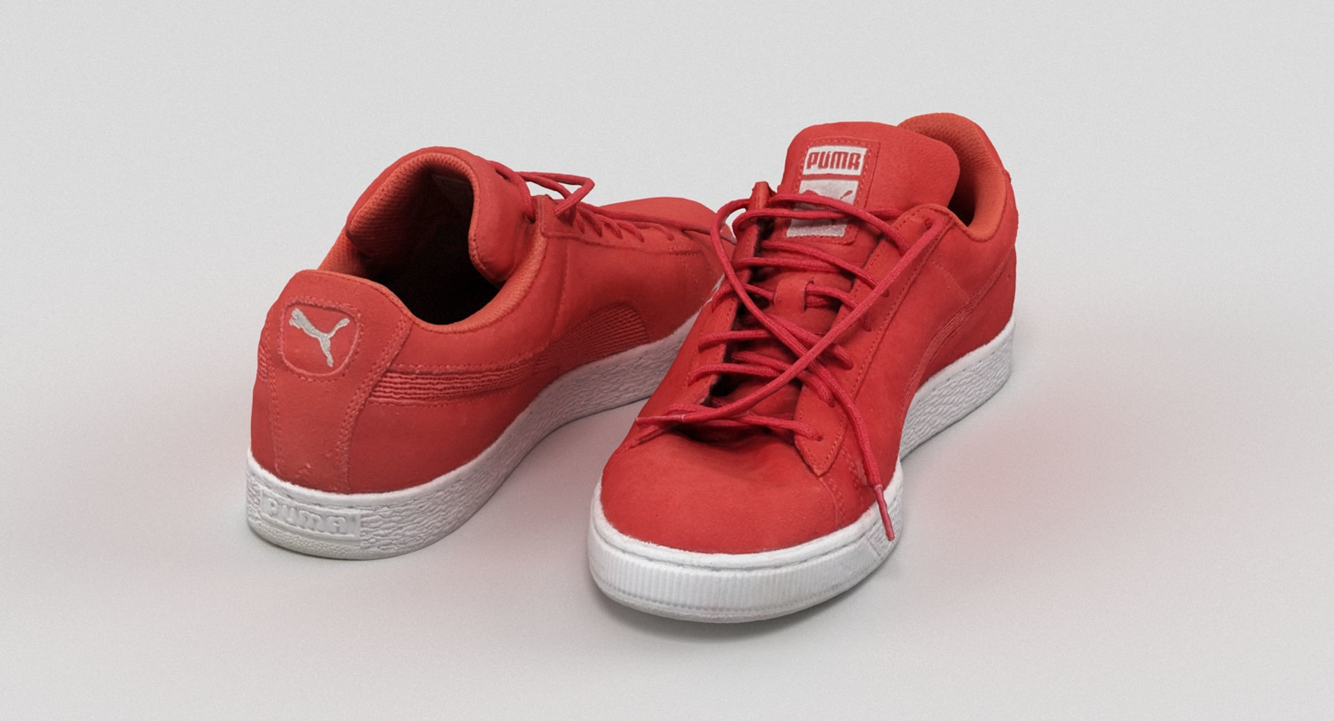 Red Suede Puma Sneakers 3D model_3