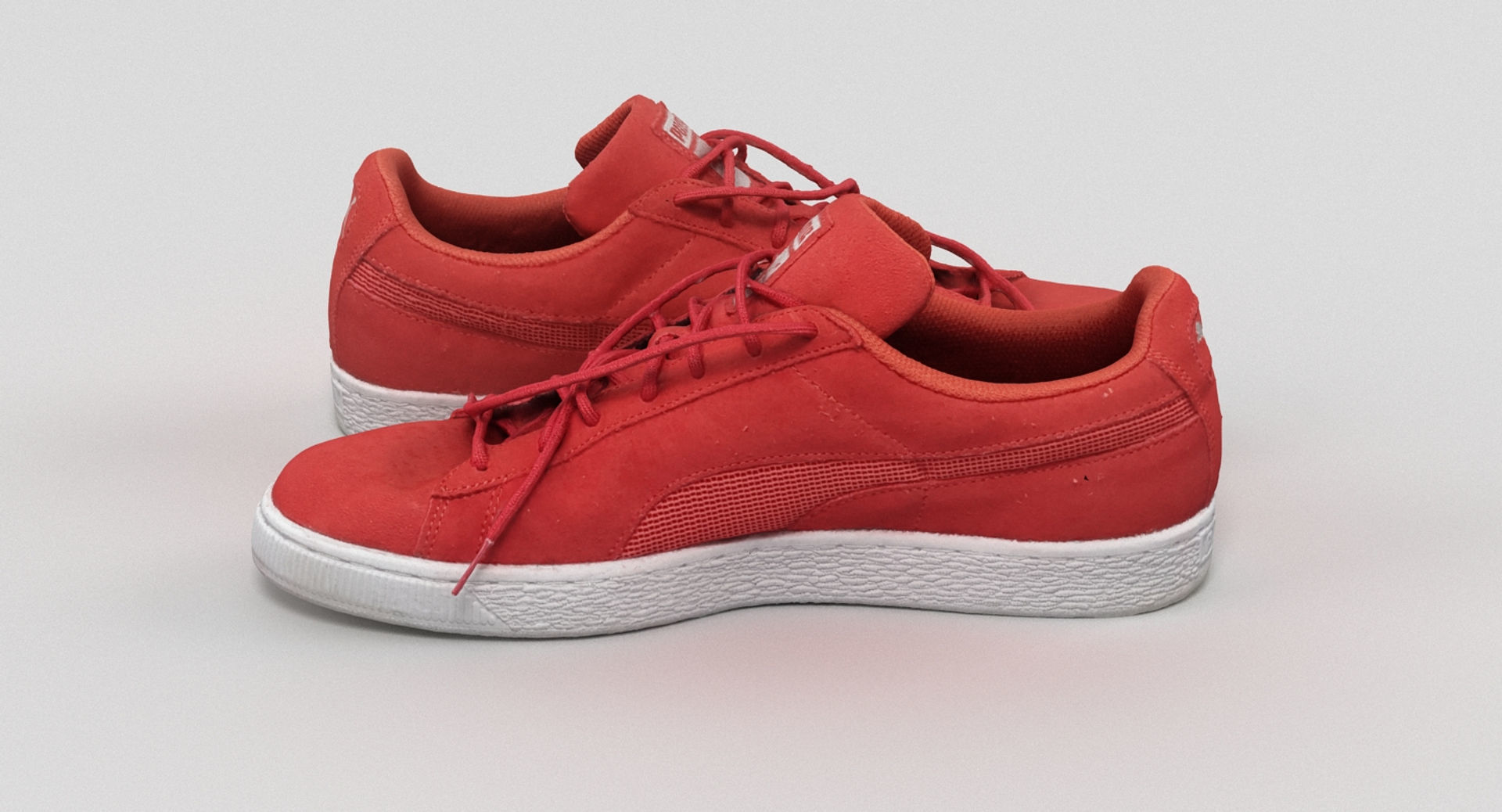 Red Suede Puma Sneakers 3D model_2