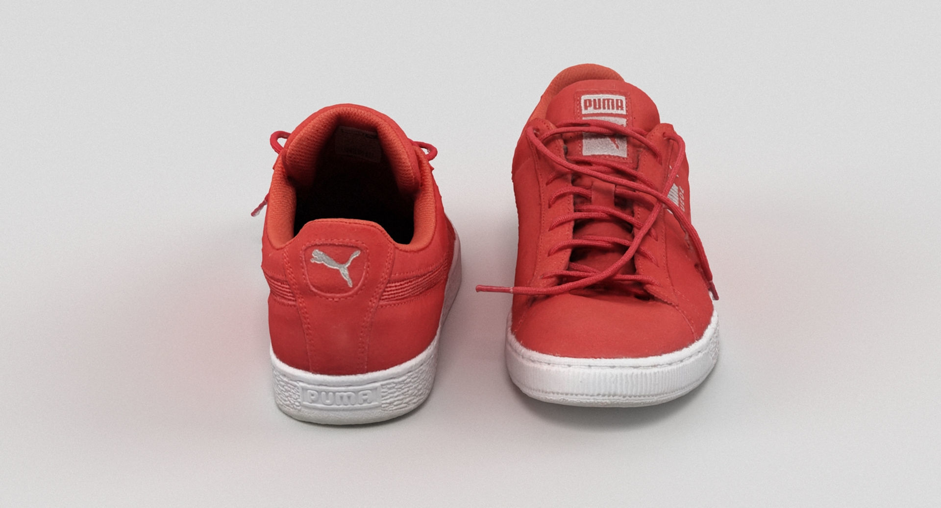 Red Suede Puma Sneakers 3D model_1
