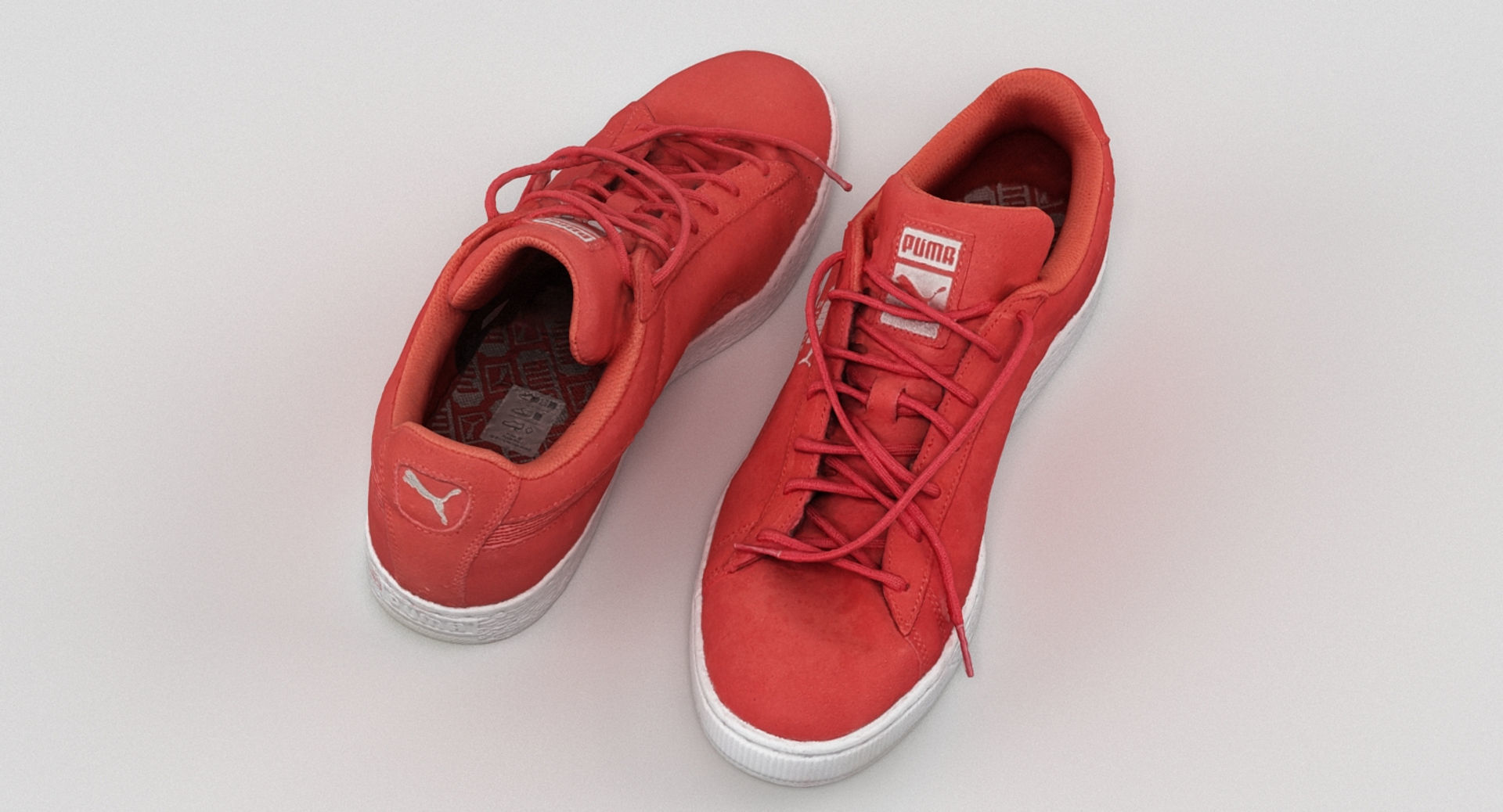 Red Suede Puma Sneakers 3D model_5