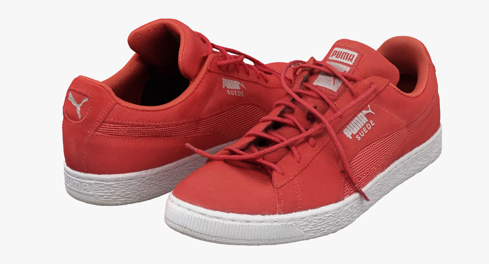 Red Suede Puma Sneakers 3D model_8
