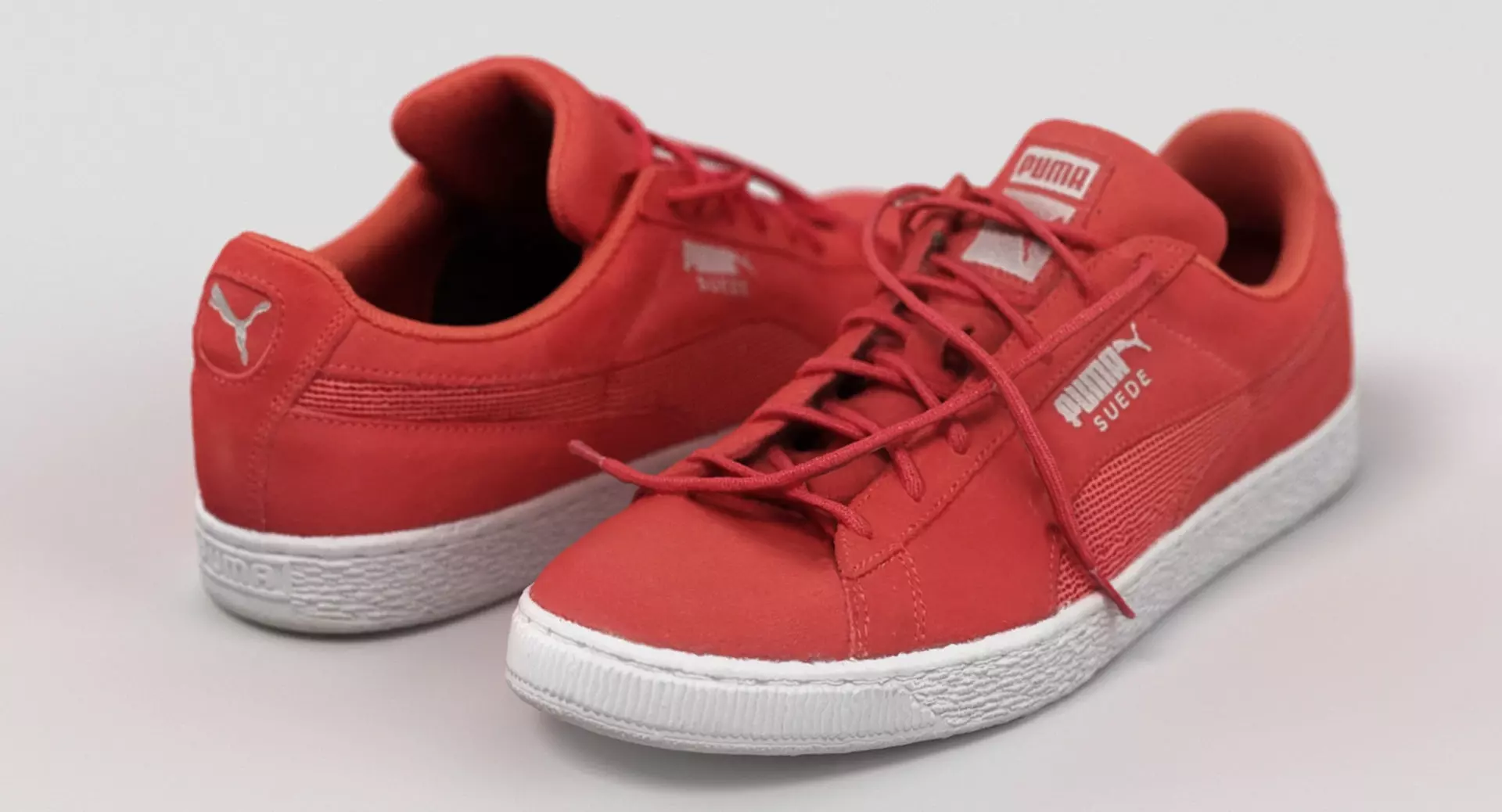 Red Suede Puma Sneakers 3D model_0