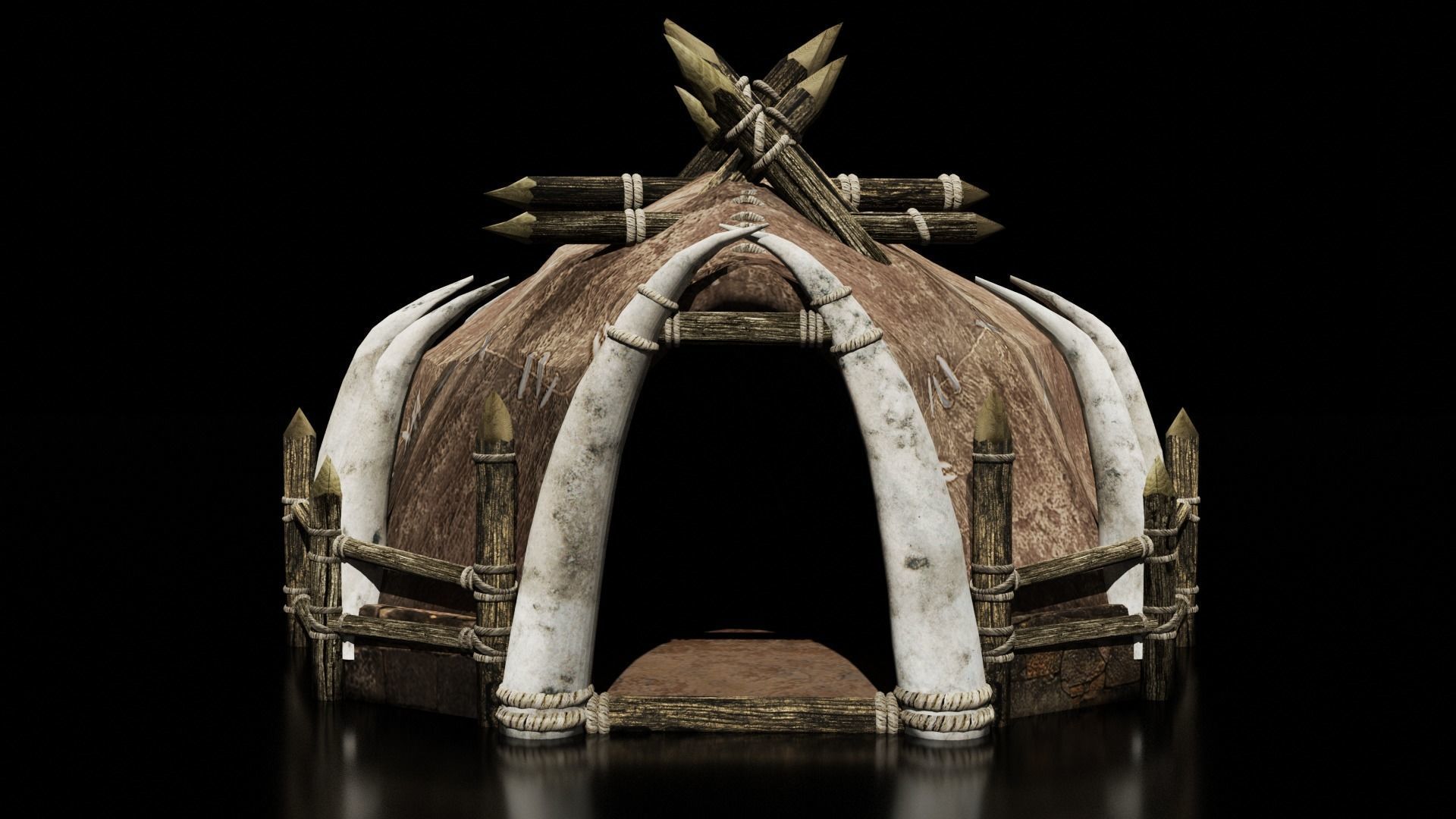 orc hut-house Low-poly 3D model_3