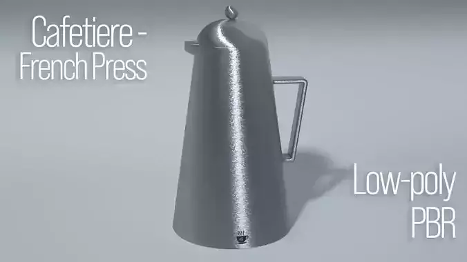 Brush metal Cafetiere French Press Low-poly 3D model