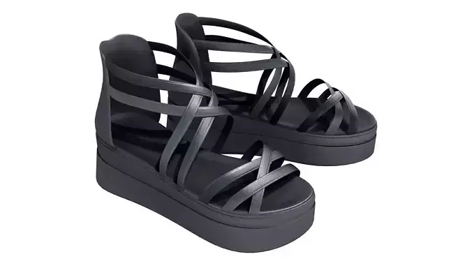 Black Flat Strap Sandals
