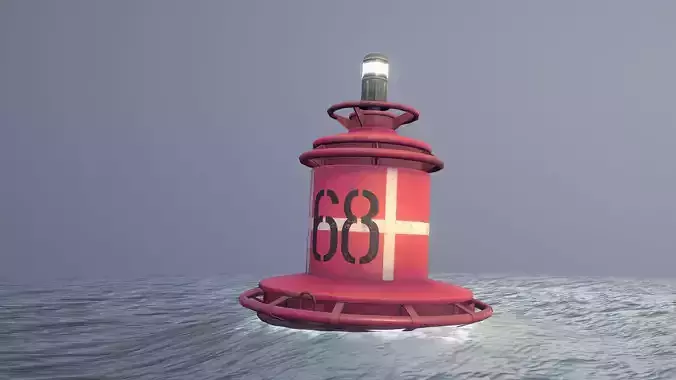 Buoy River RB-4-02 Right Danger Mark Low-poly 3D model