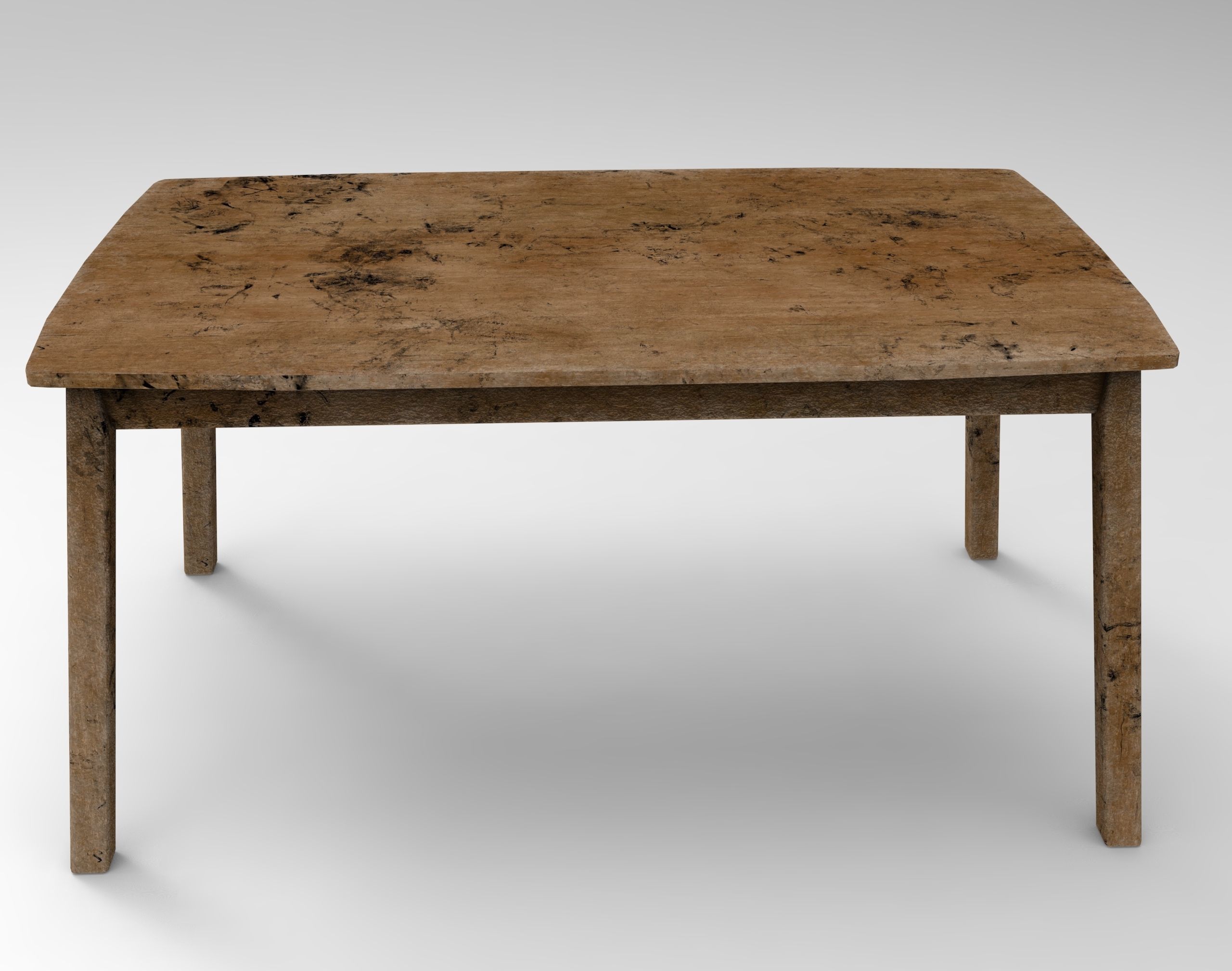 Grunge wooden Table Low-poly 3D model_2