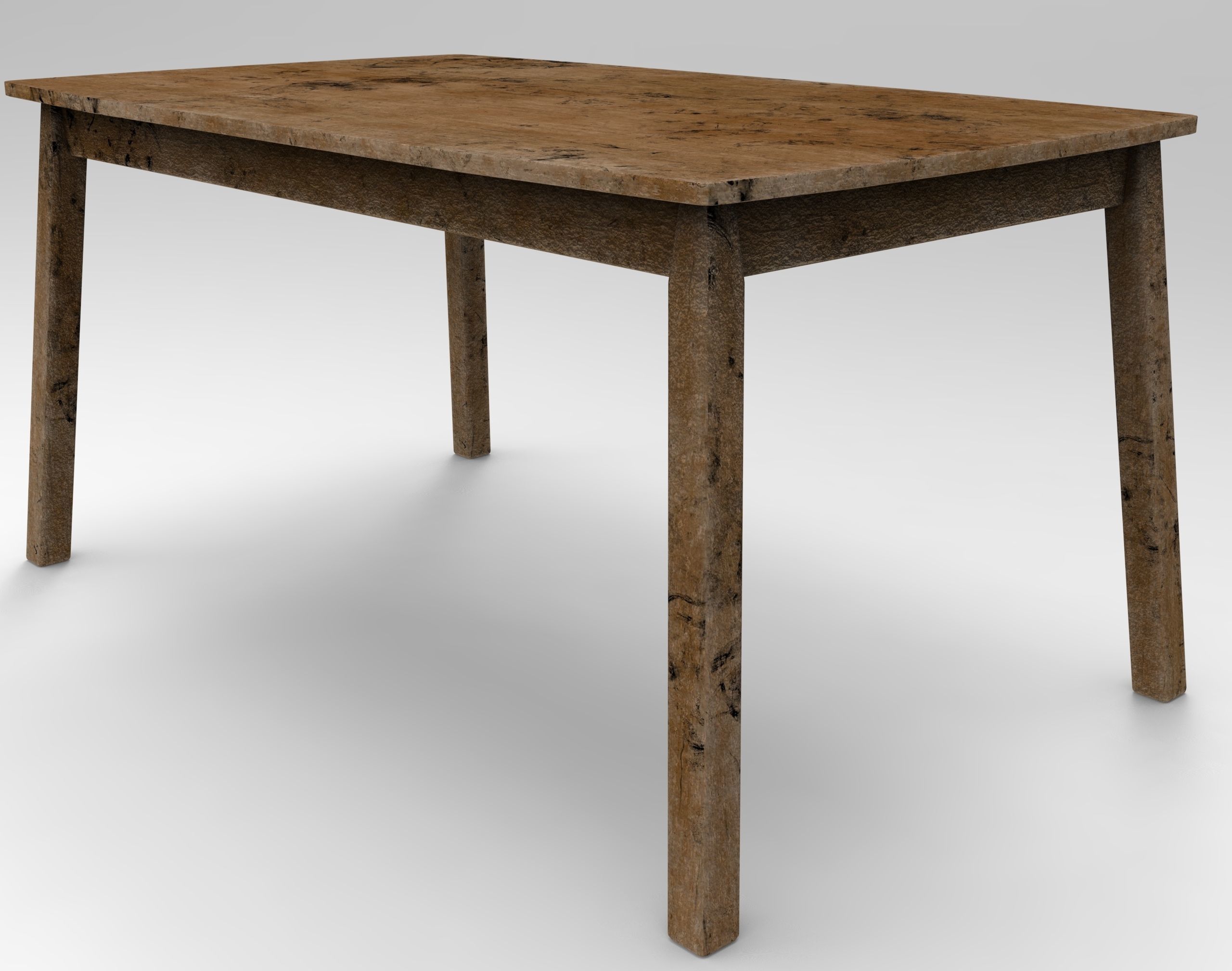 Grunge wooden Table Low-poly 3D model_3