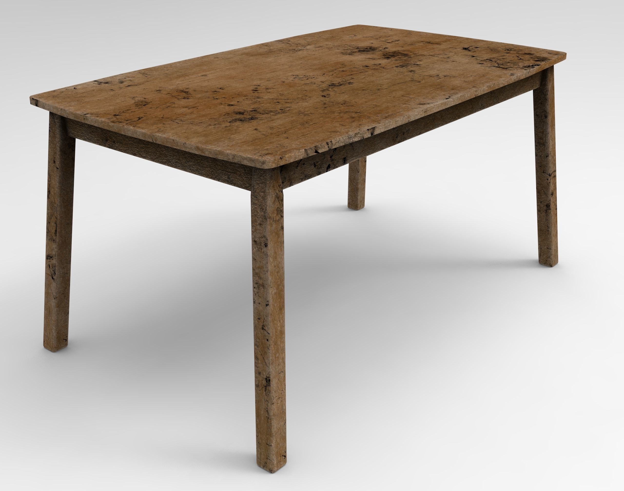Grunge wooden Table Low-poly 3D model_5