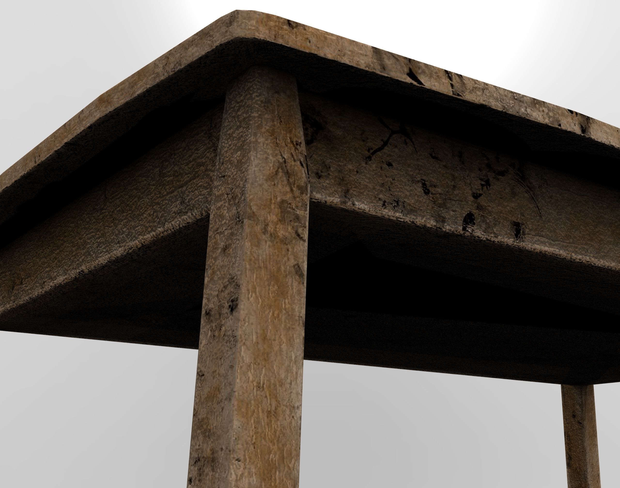 Grunge wooden Table Low-poly 3D model_9