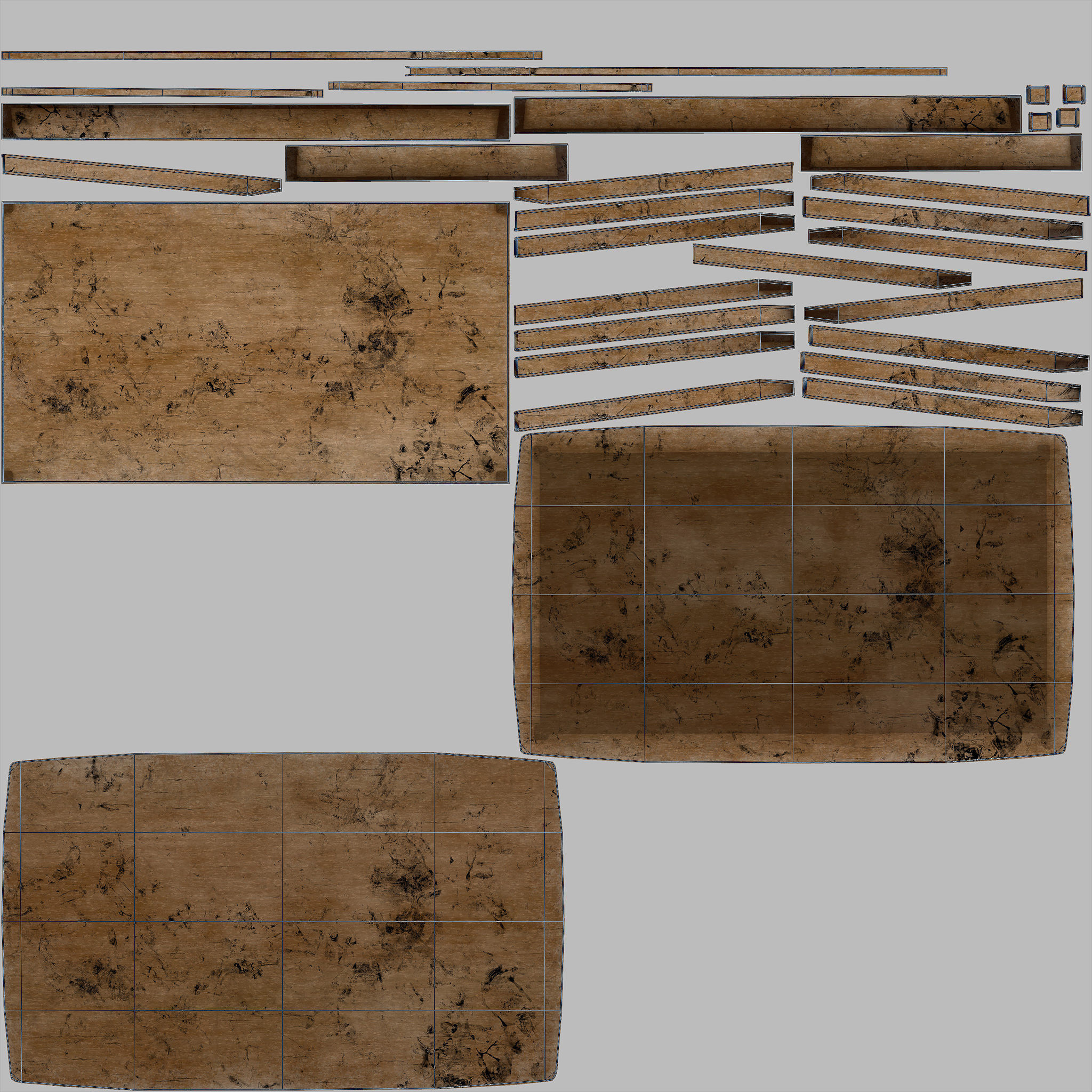 Grunge wooden Table Low-poly 3D model_7