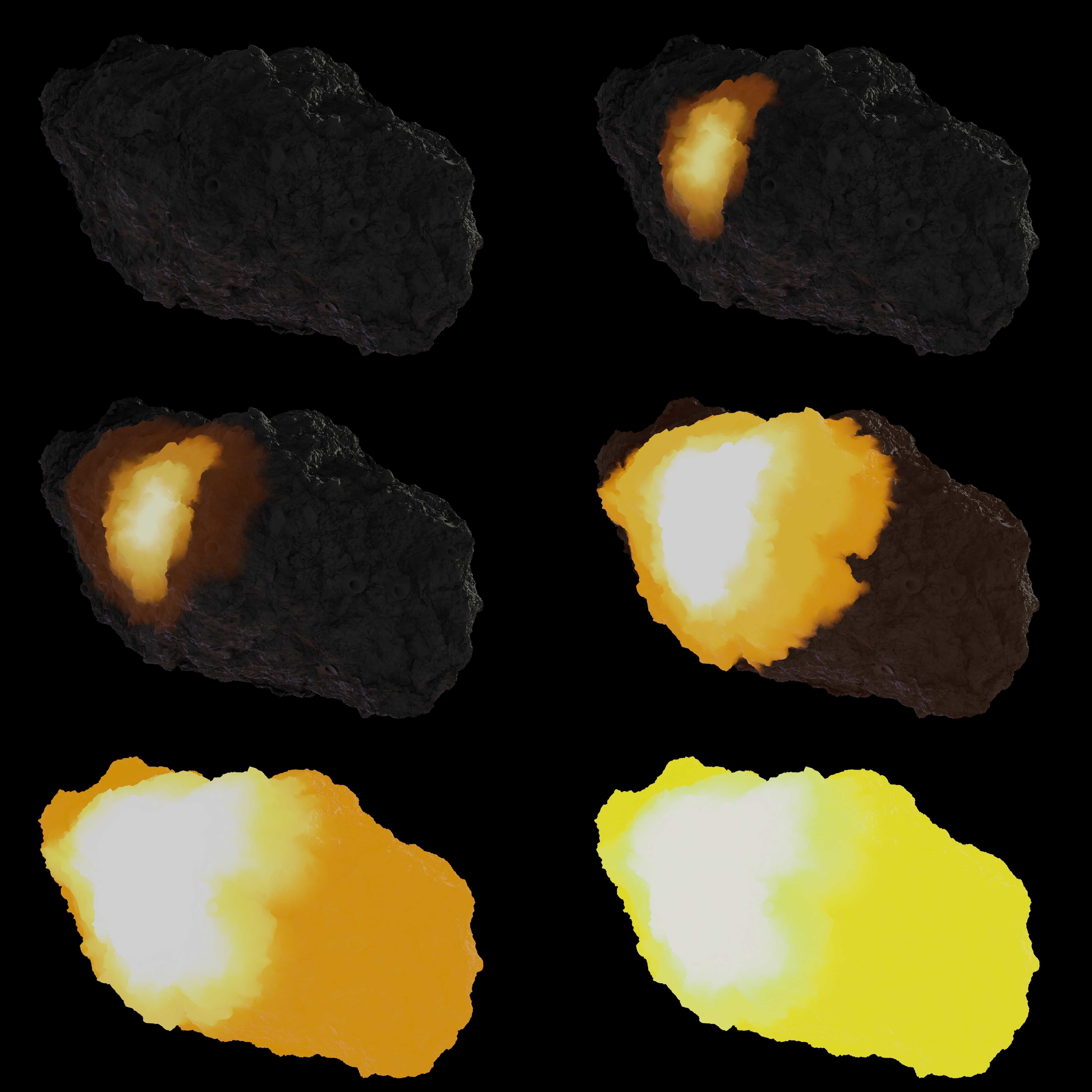 Asteroid being smelted Low-poly 3D model_1