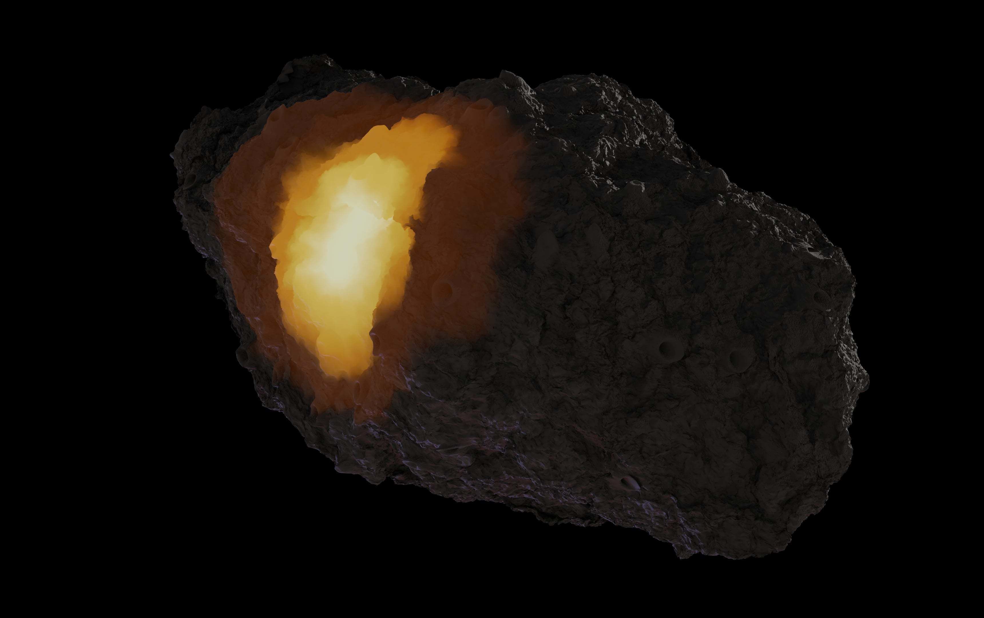 Asteroid being smelted Low-poly 3D model_7