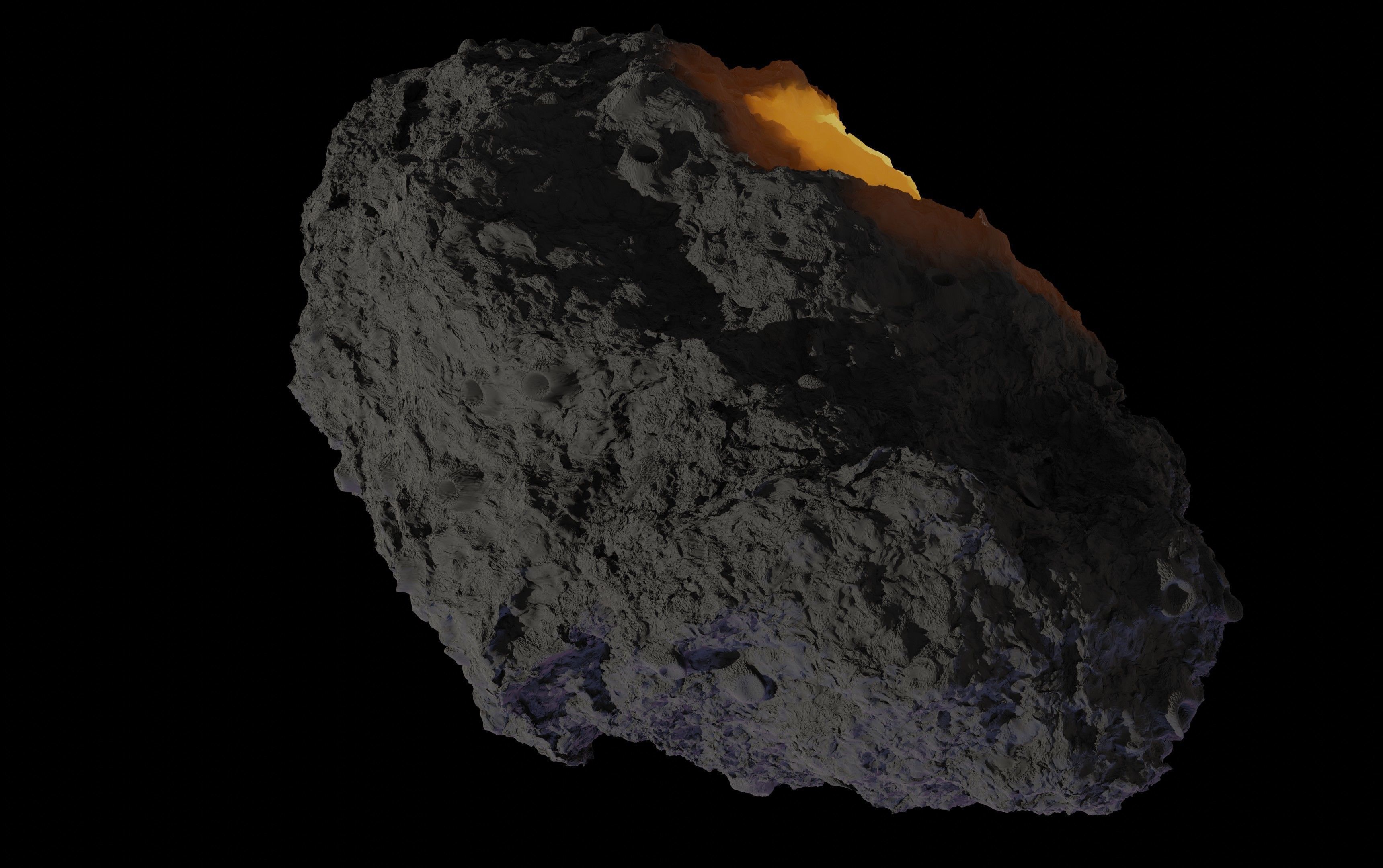 Asteroid being smelted Low-poly 3D model_14