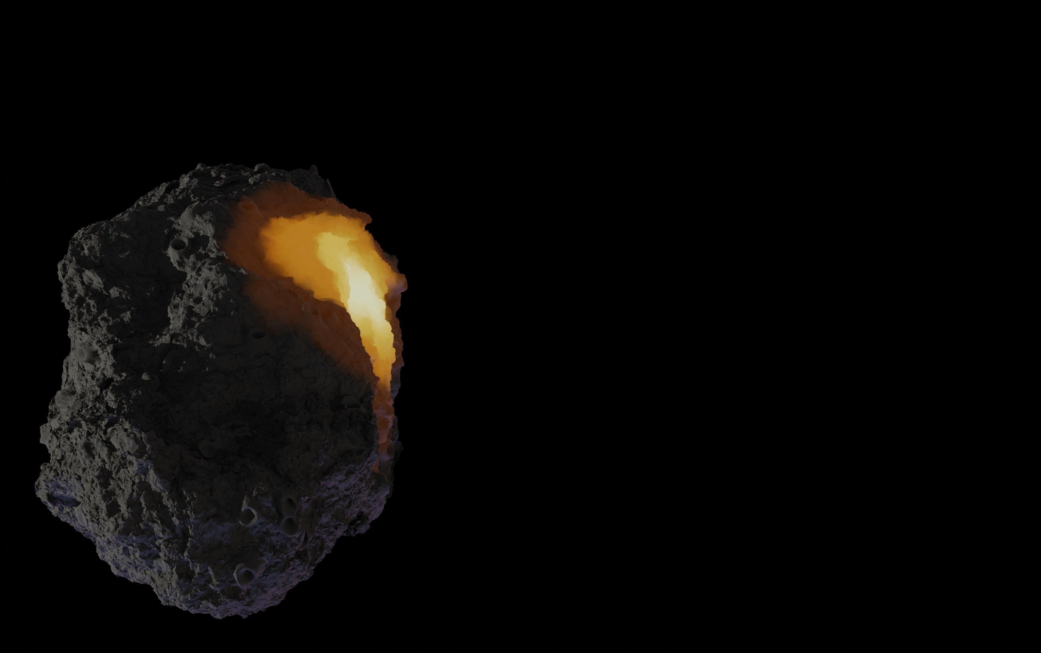Asteroid being smelted Low-poly 3D model_11
