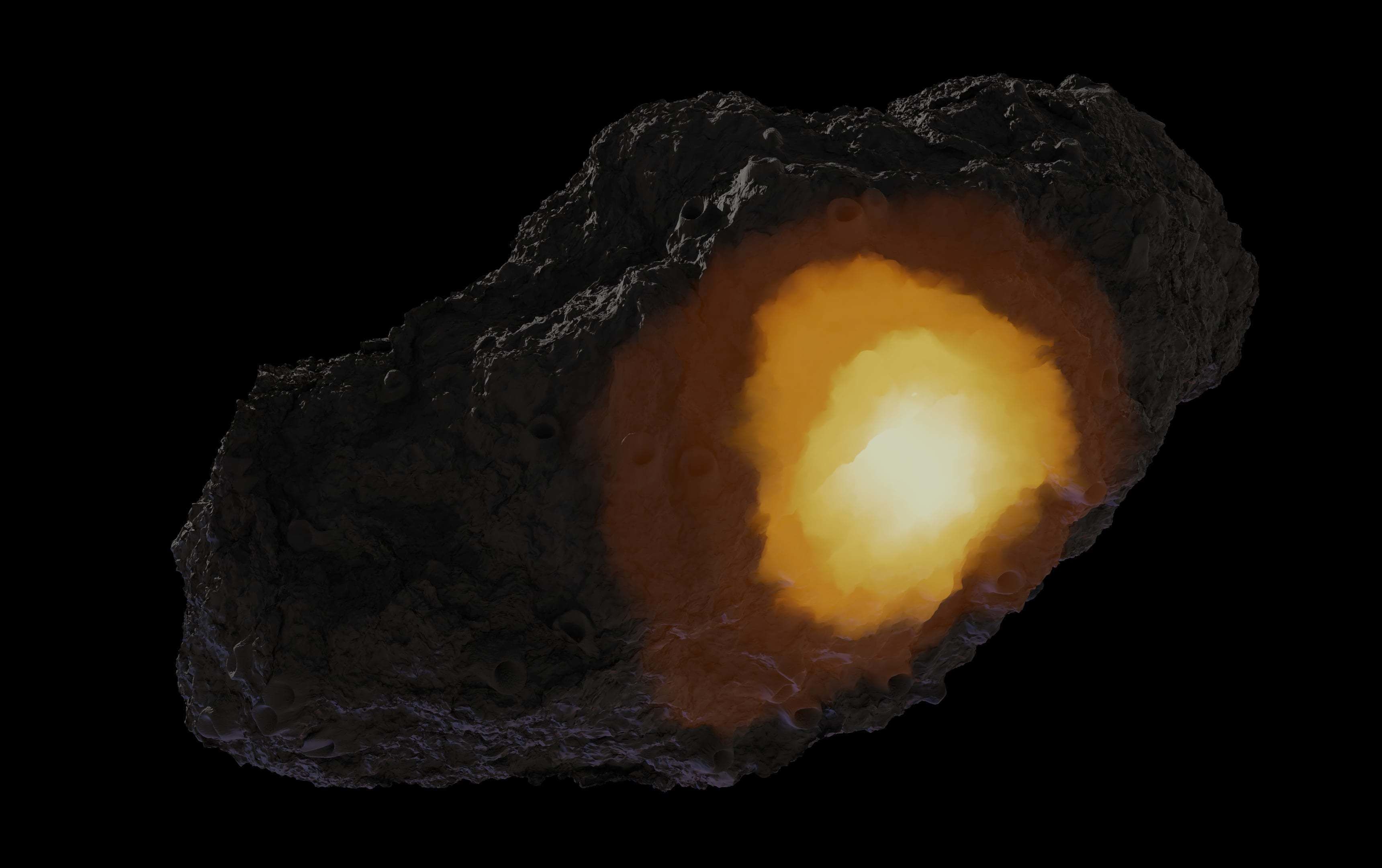 Asteroid being smelted Low-poly 3D model_3