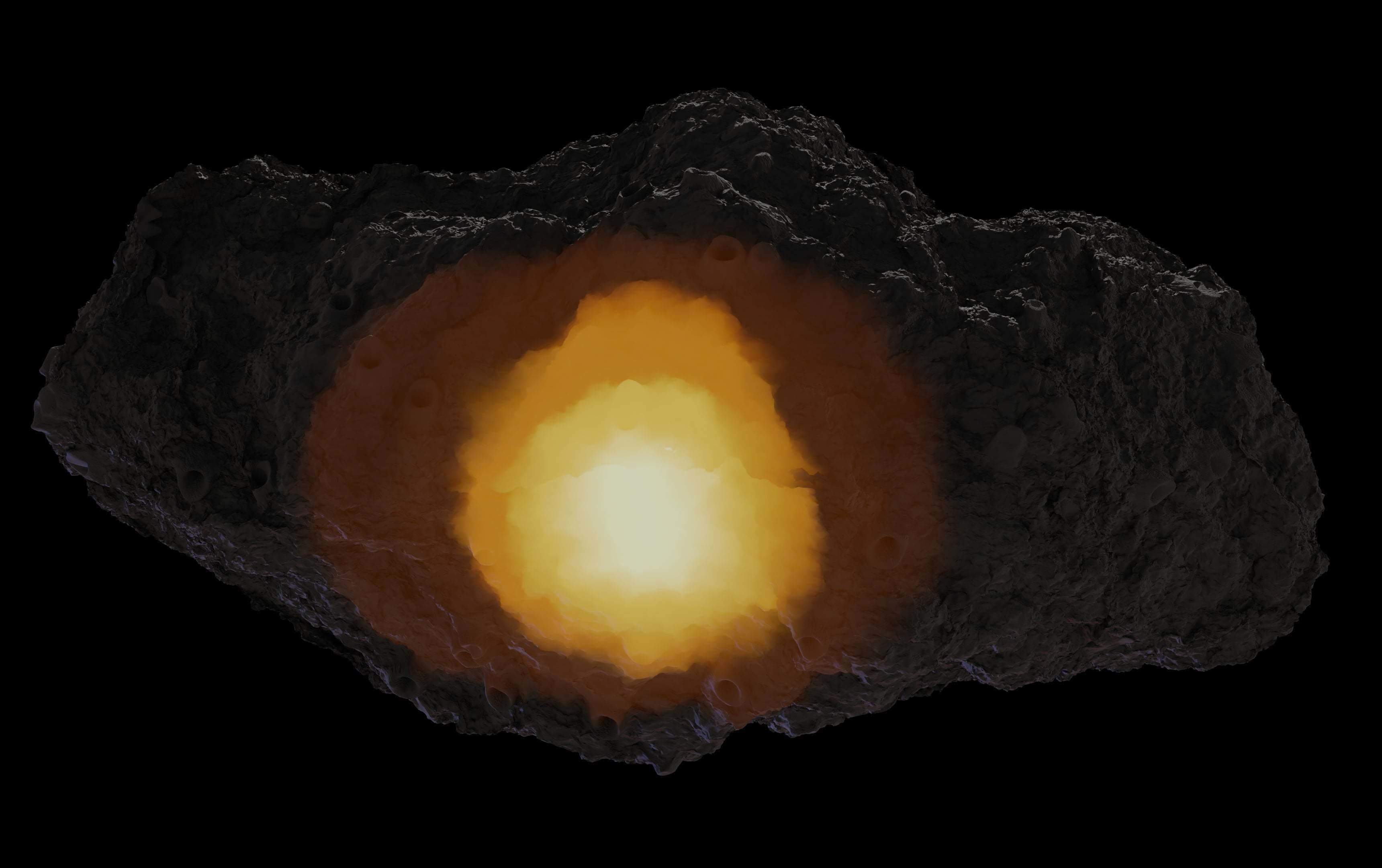 Asteroid being smelted Low-poly 3D model_2