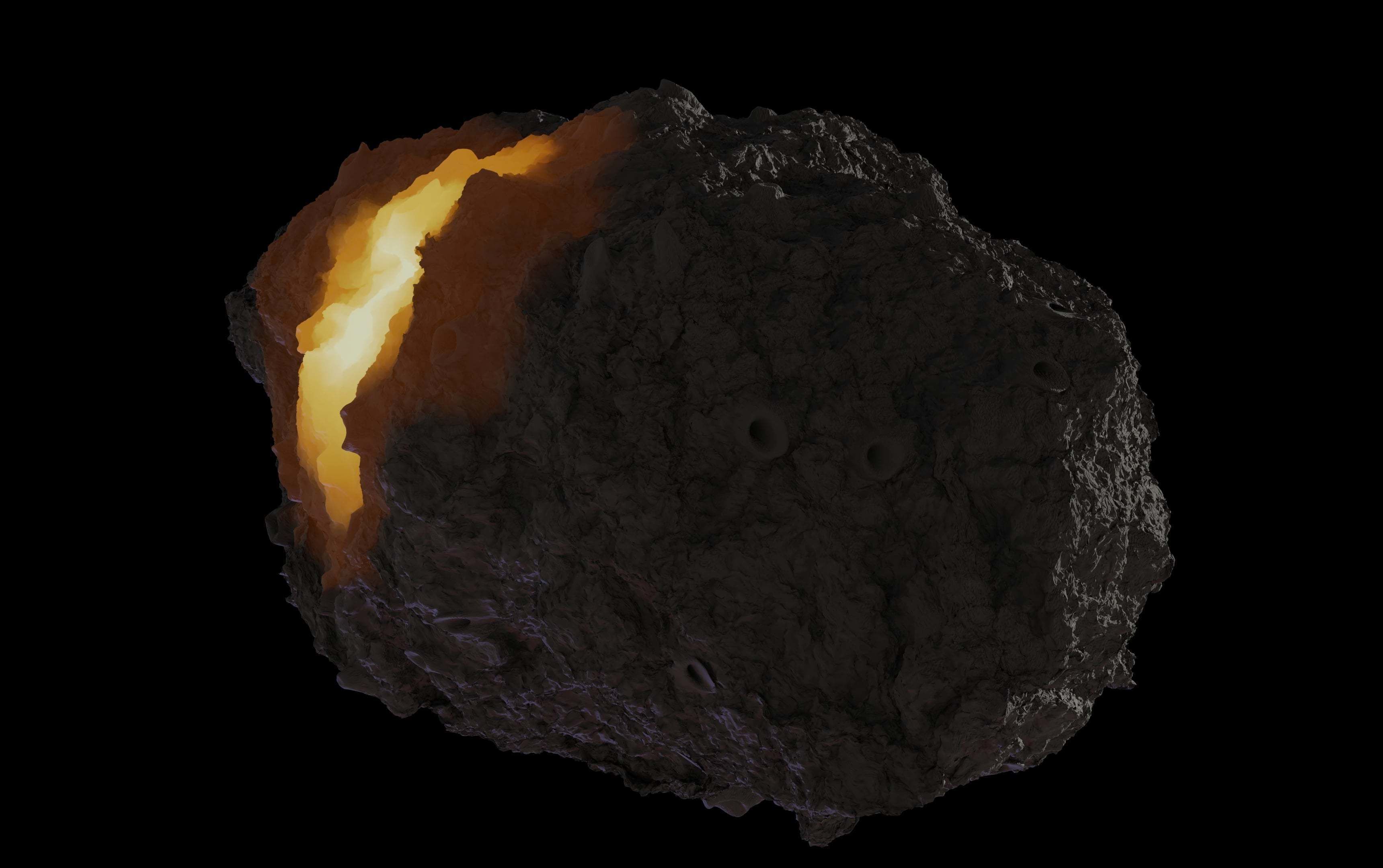 Asteroid being smelted Low-poly 3D model_4