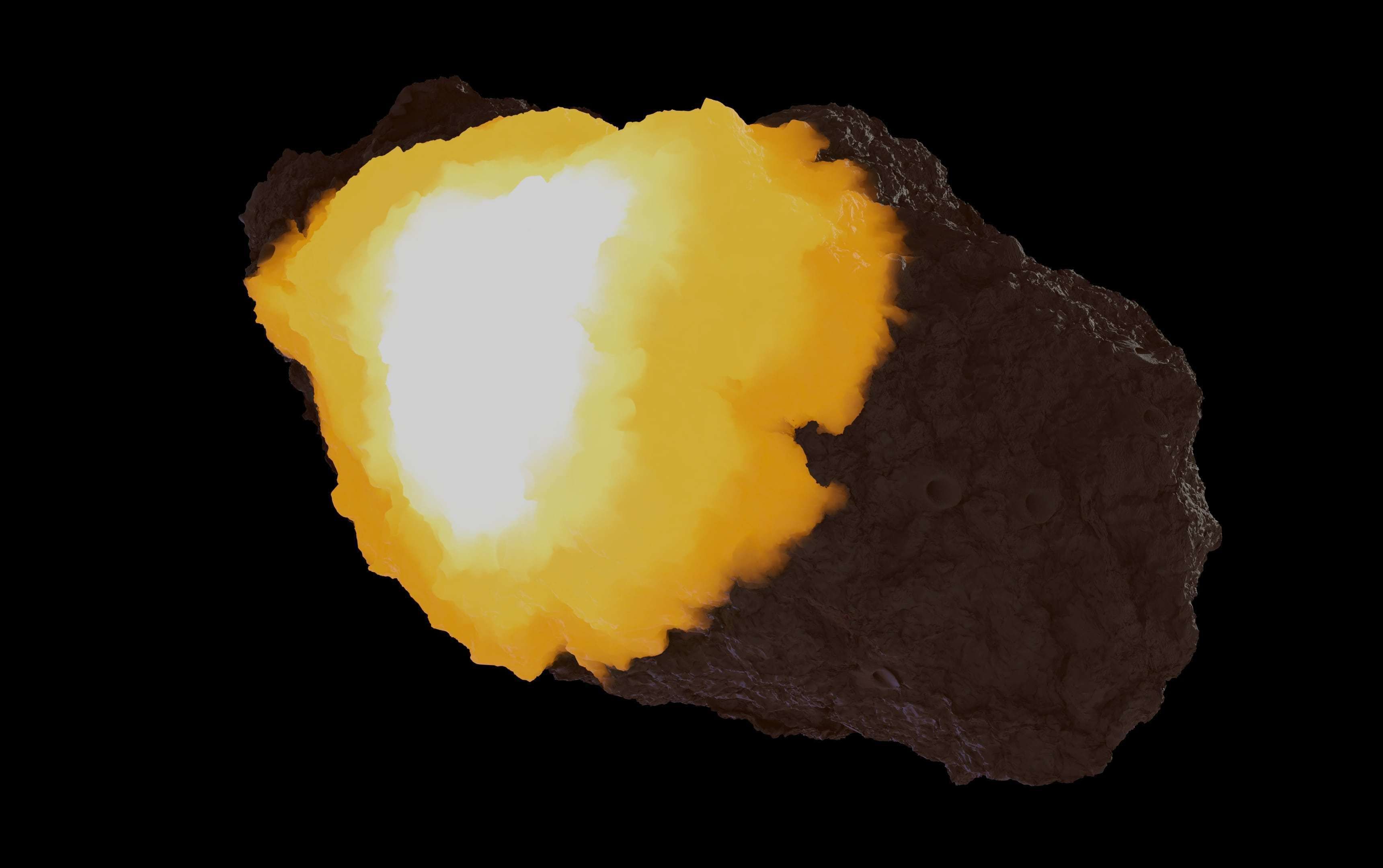 Asteroid being smelted Low-poly 3D model_8