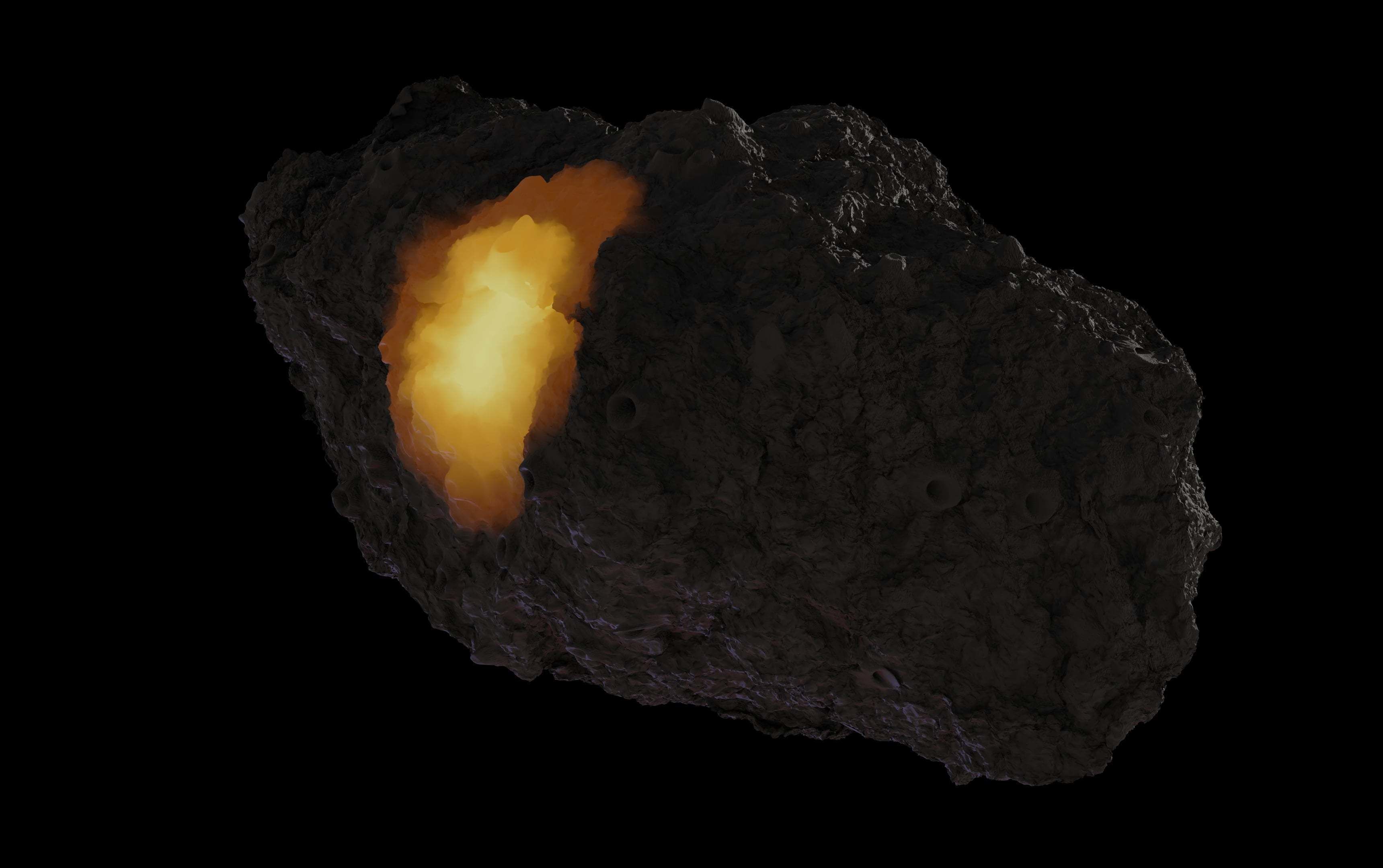 Asteroid being smelted Low-poly 3D model_6