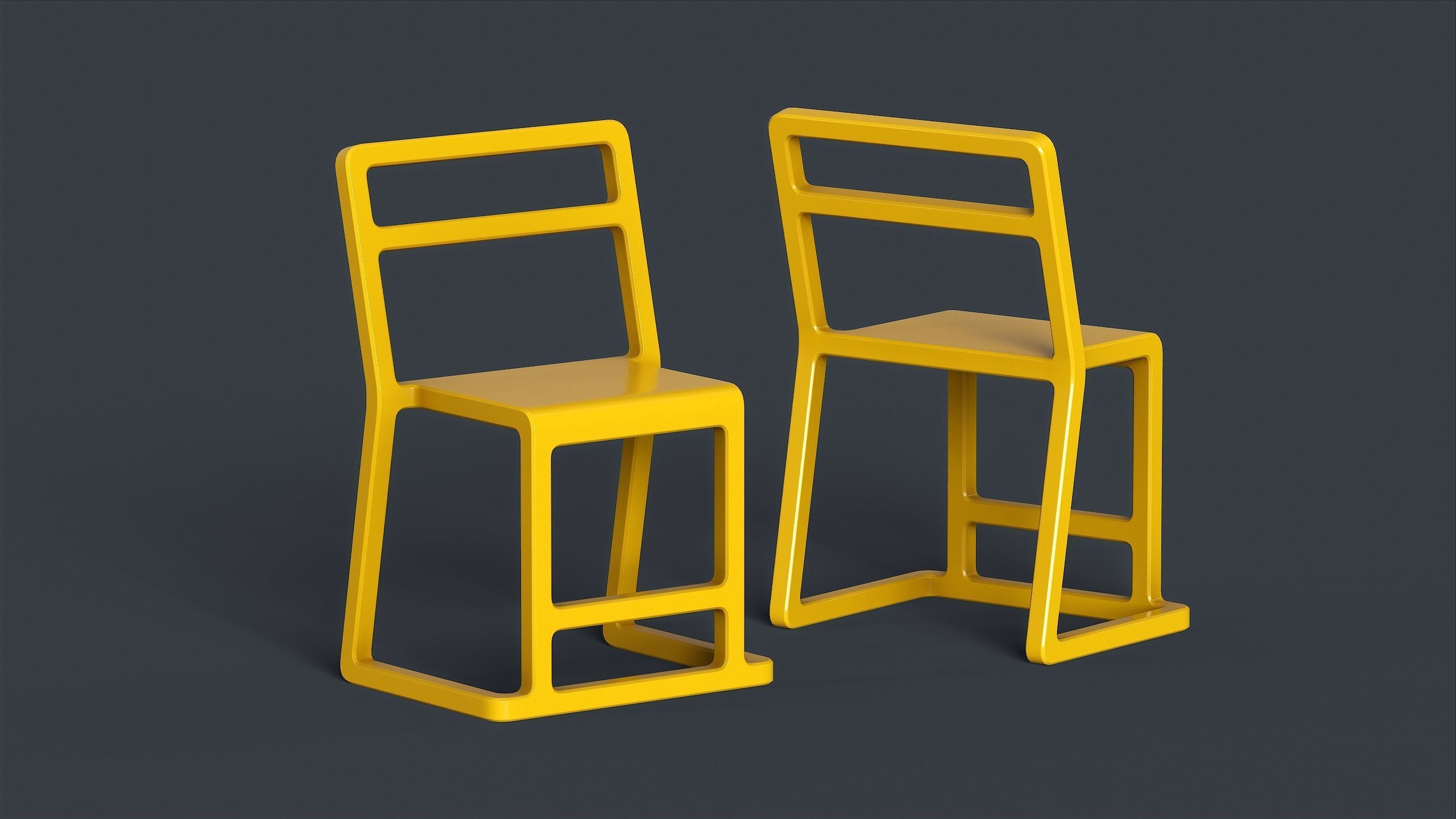Modern Indoor Metal Chair Set PBR Game Ready Low-poly 3D model_8