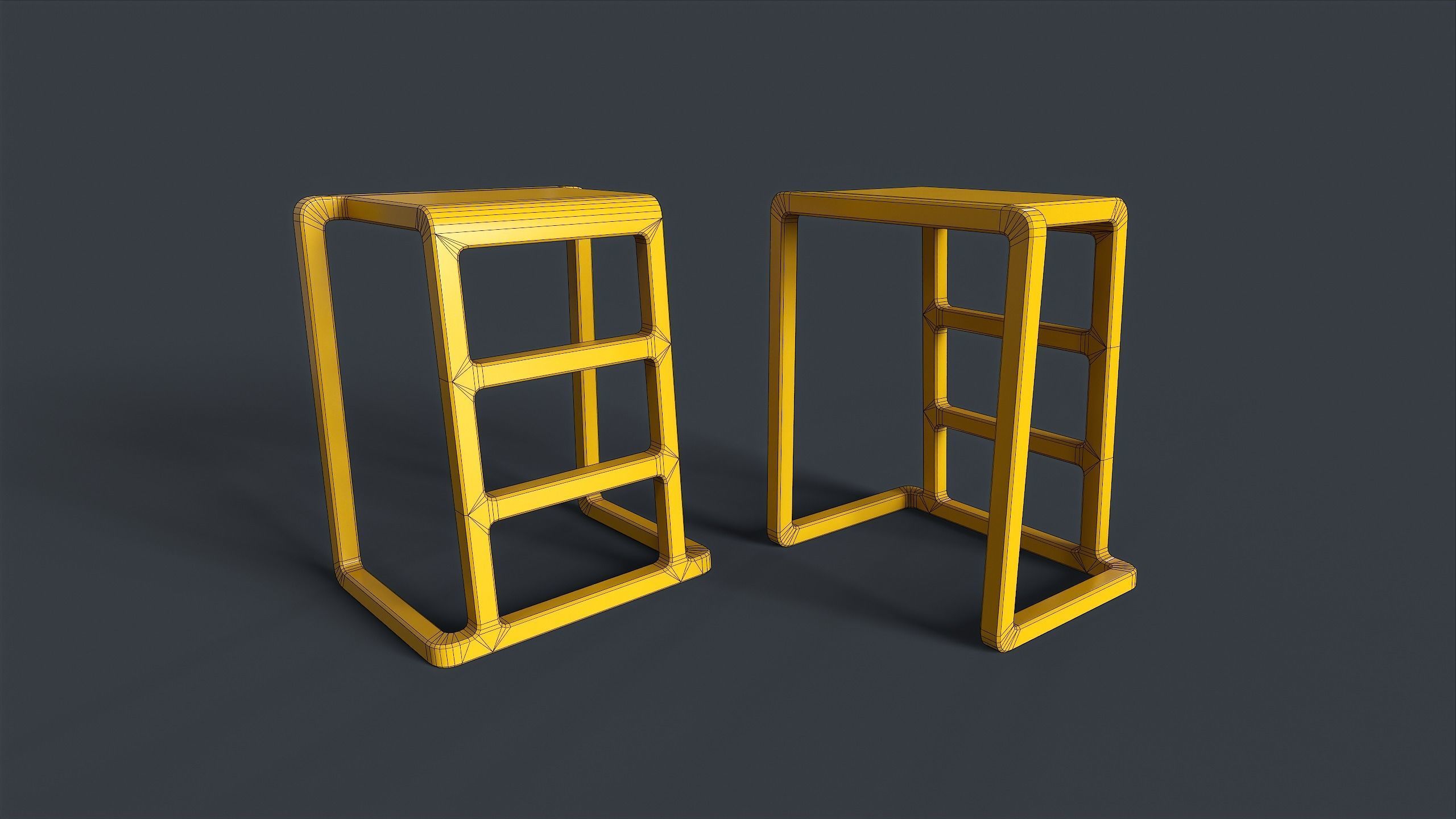 Modern Indoor Metal Chair Set PBR Game Ready Low-poly 3D model_7