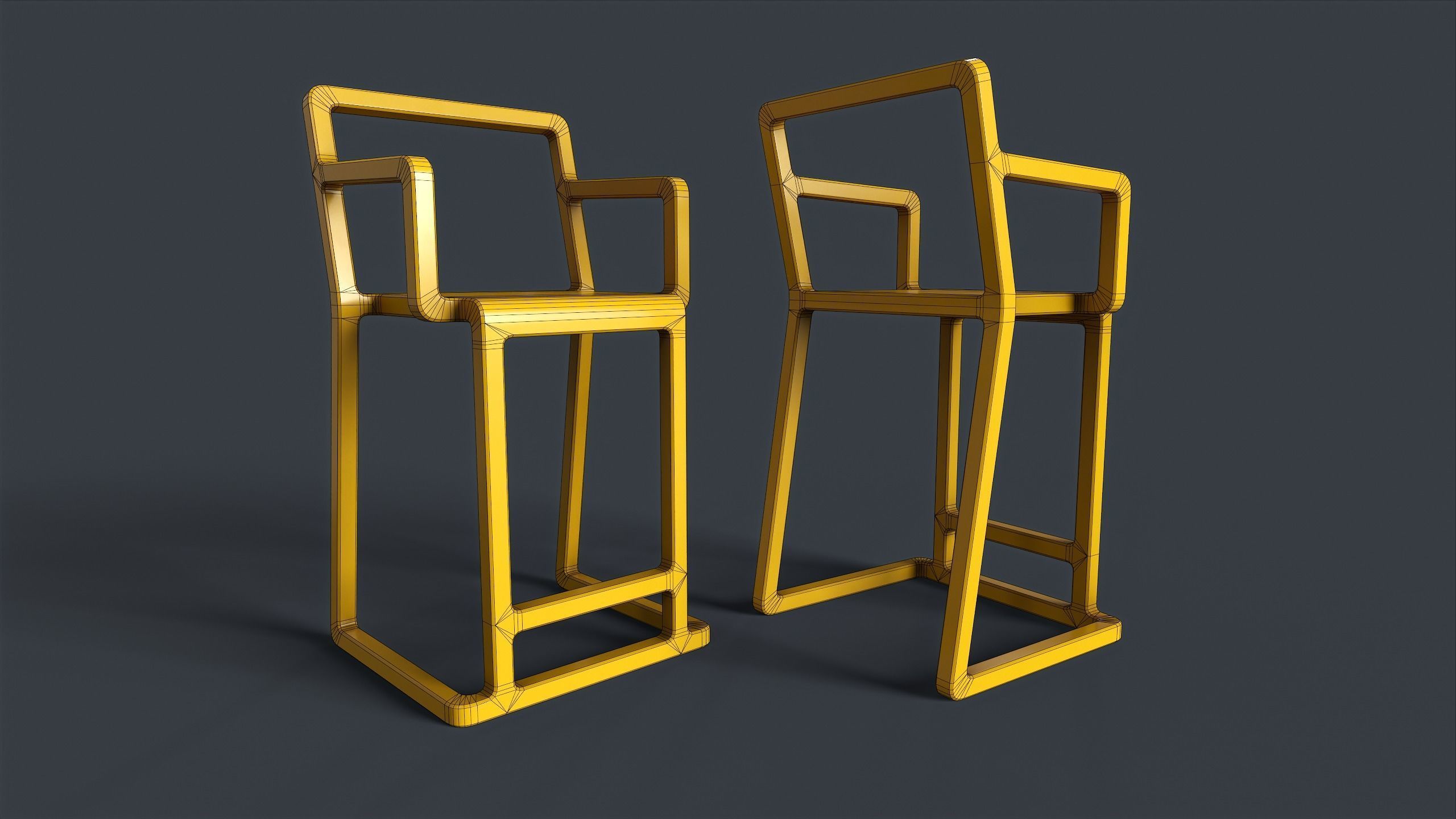 Modern Indoor Metal Chair Set PBR Game Ready Low-poly 3D model_19