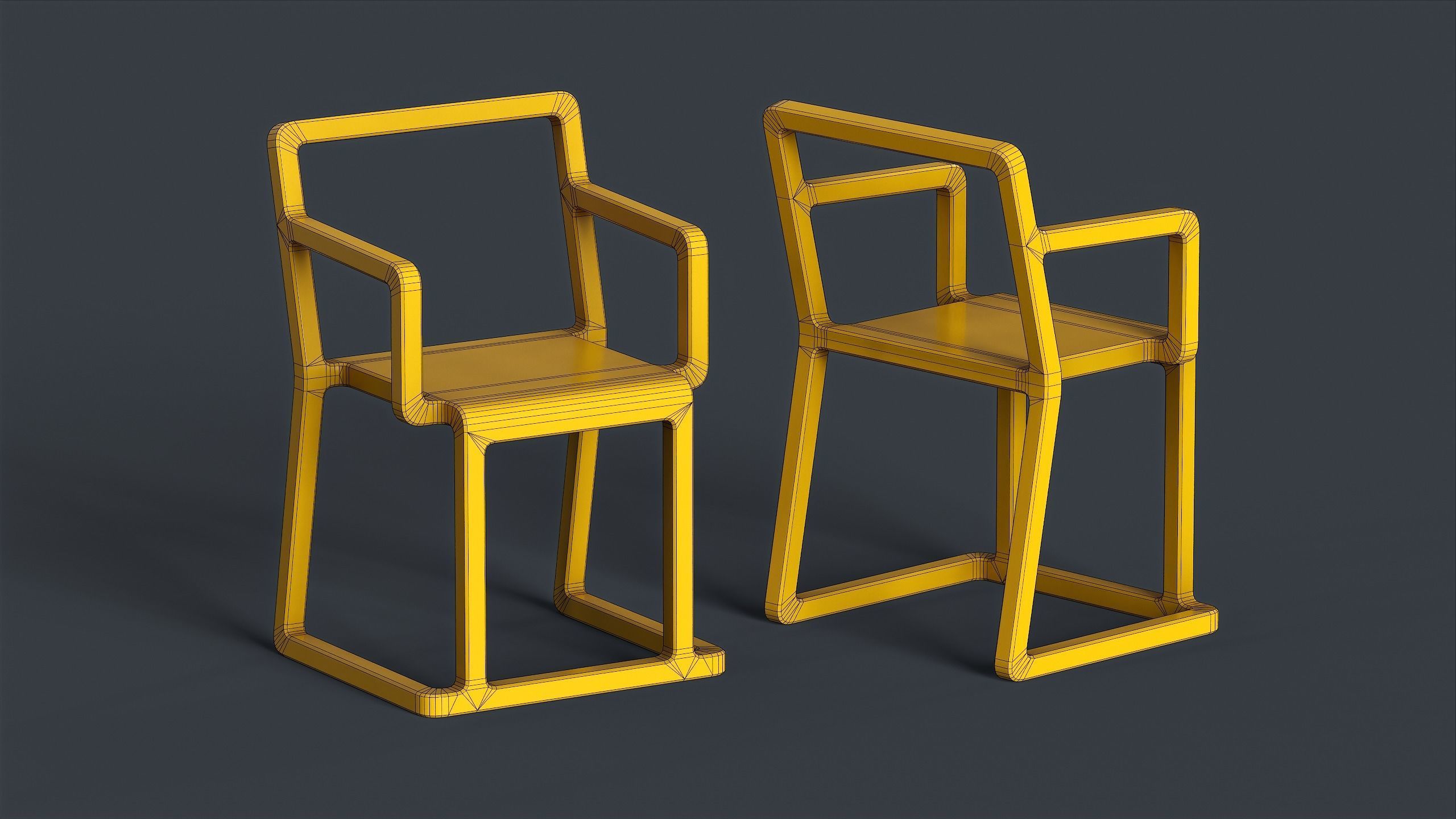 Modern Indoor Metal Chair Set PBR Game Ready Low-poly 3D model_16