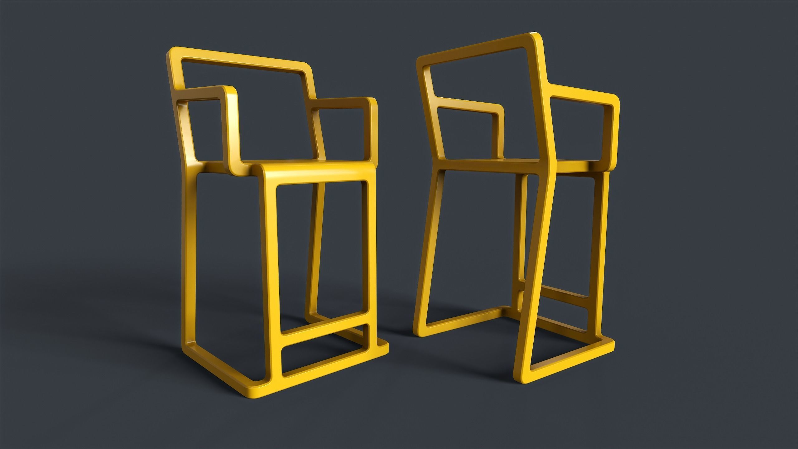 Modern Indoor Metal Chair Set PBR Game Ready Low-poly 3D model_17