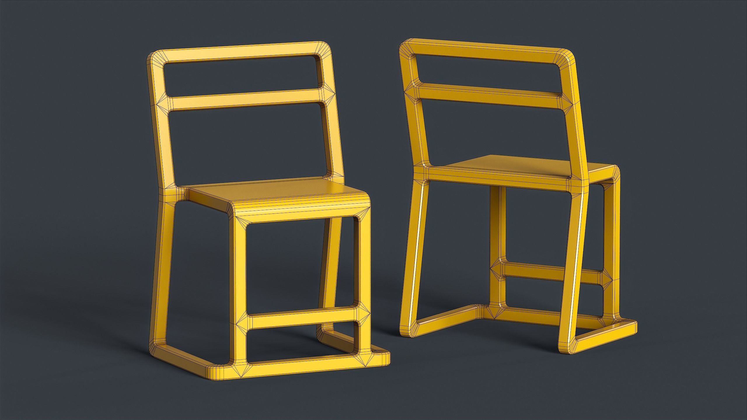 Modern Indoor Metal Chair Set PBR Game Ready Low-poly 3D model_10
