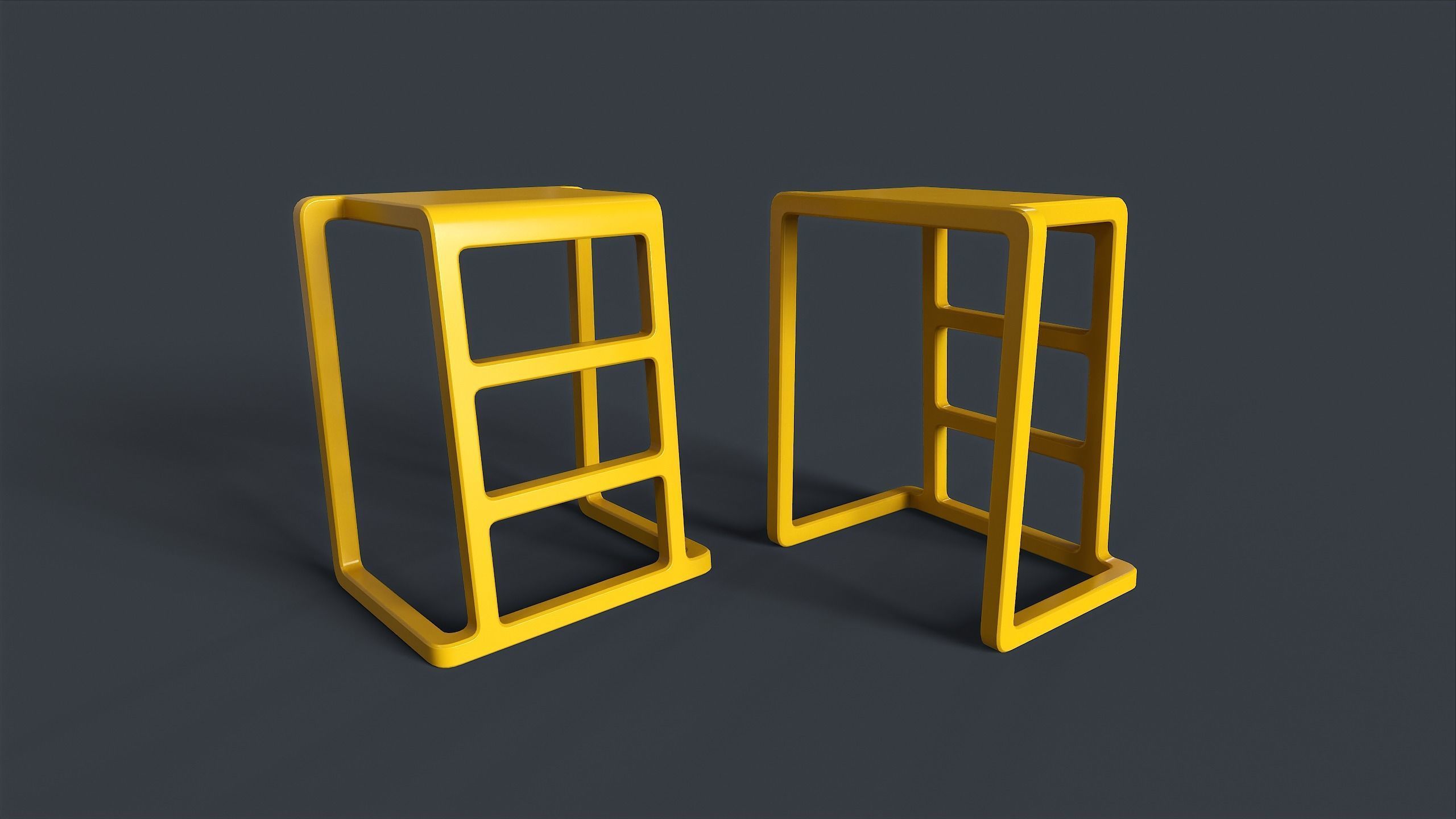 Modern Indoor Metal Chair Set PBR Game Ready Low-poly 3D model_5