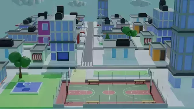 Low Ploy City Model Low-poly 3D model