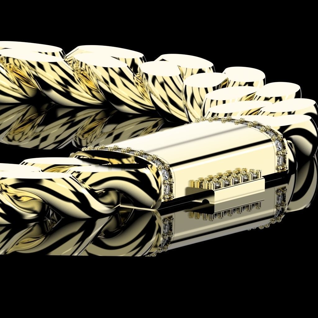 10 mm Cuban chain lock system with 3 models alternatives 3D print model_7