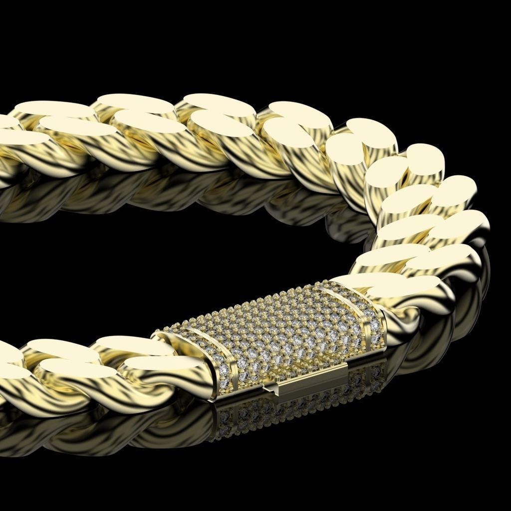 10 mm Cuban chain lock system with 3 models alternatives 3D print model_10