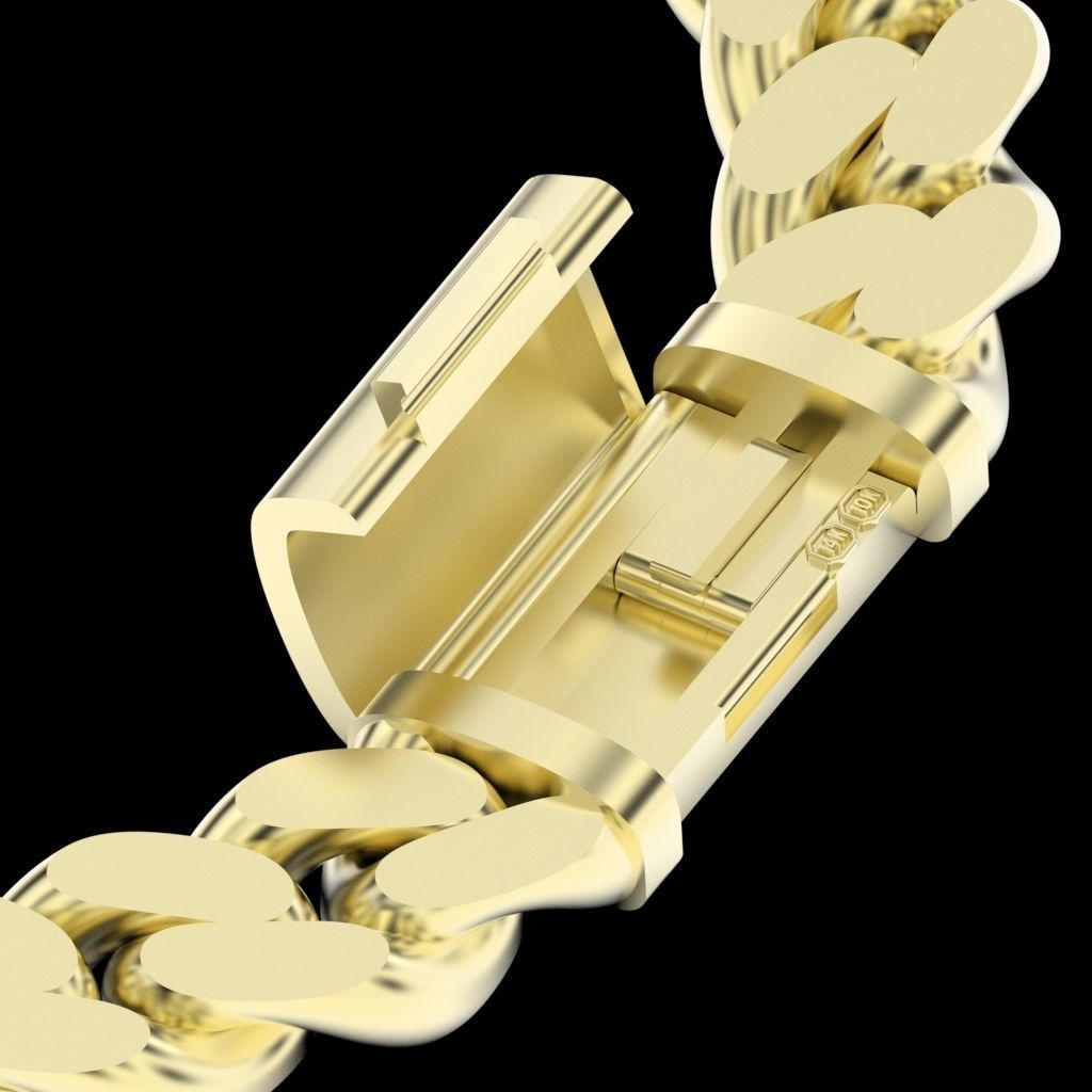 10 mm Cuban chain lock system with 3 models alternatives 3D print model_11