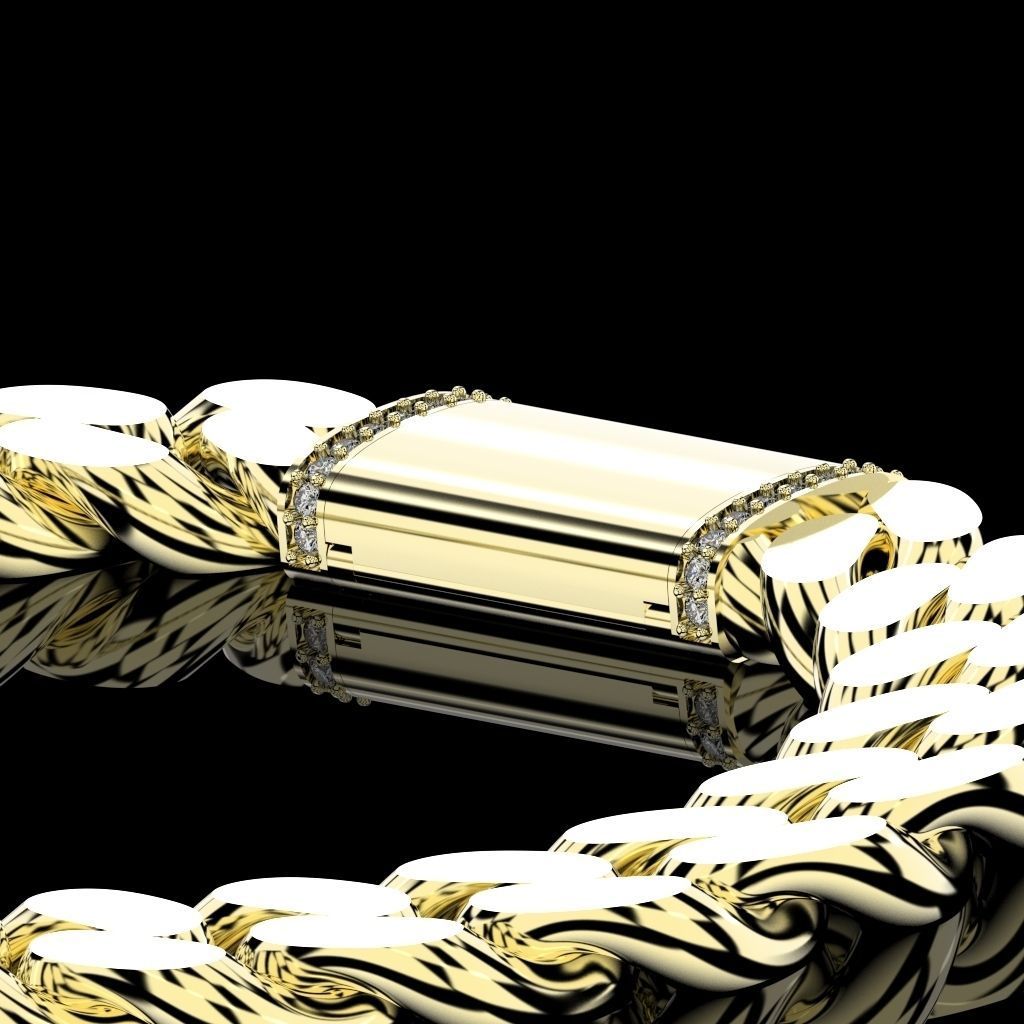 10 mm Cuban chain lock system with 3 models alternatives 3D print model_8