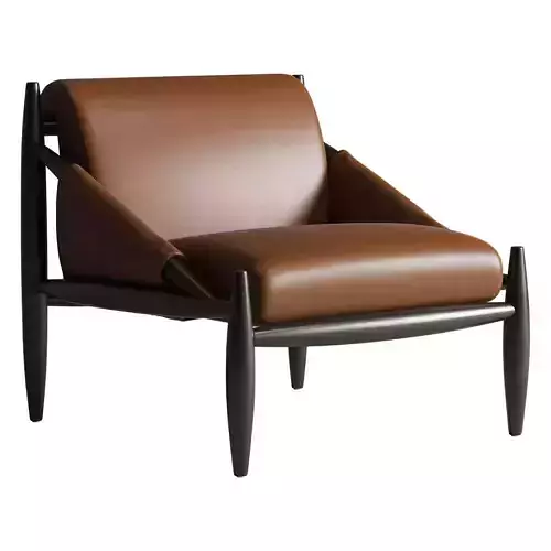 Bastion Leather and Wood Accent Chair