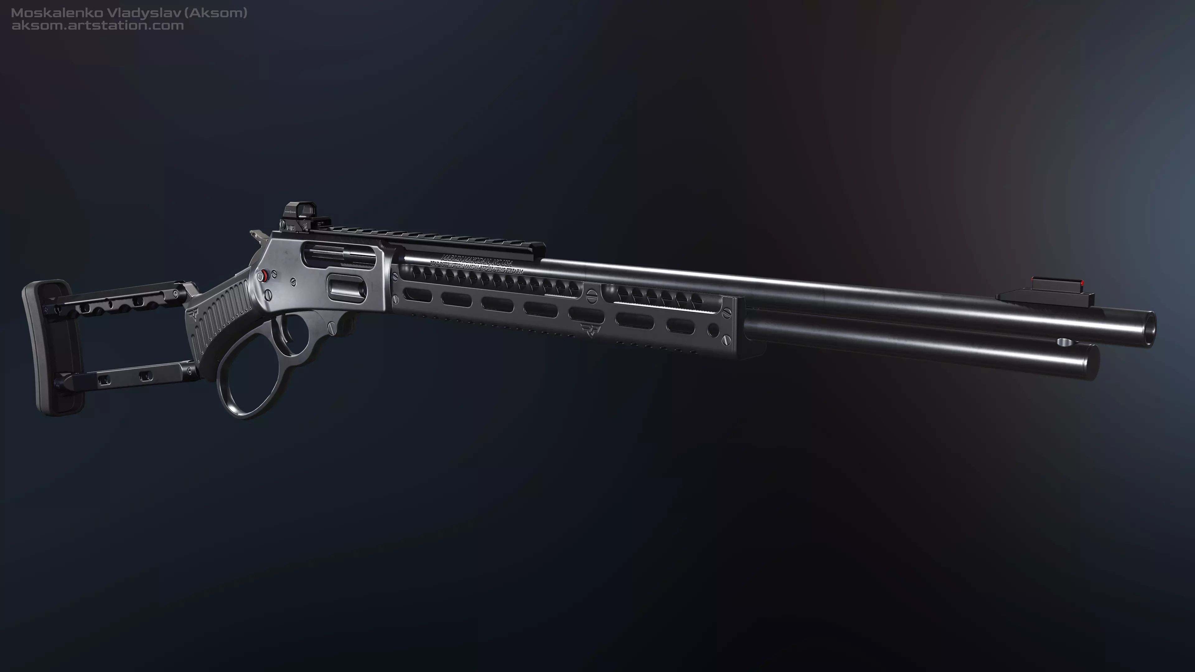 Marlin model 1895 SBL and Textures Low-poly 3D model_0