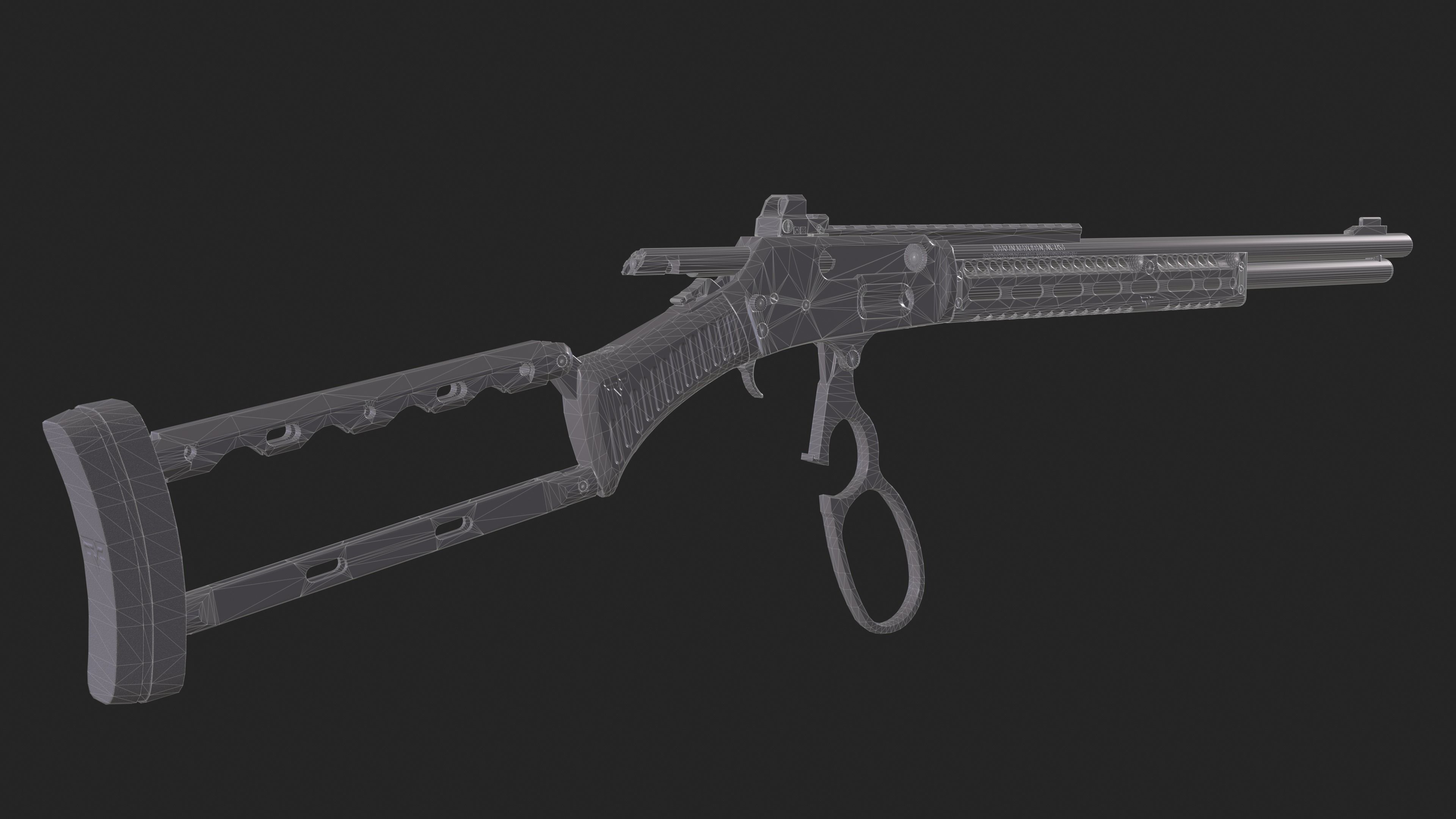 Marlin model 1895 SBL and Textures Low-poly 3D model_7