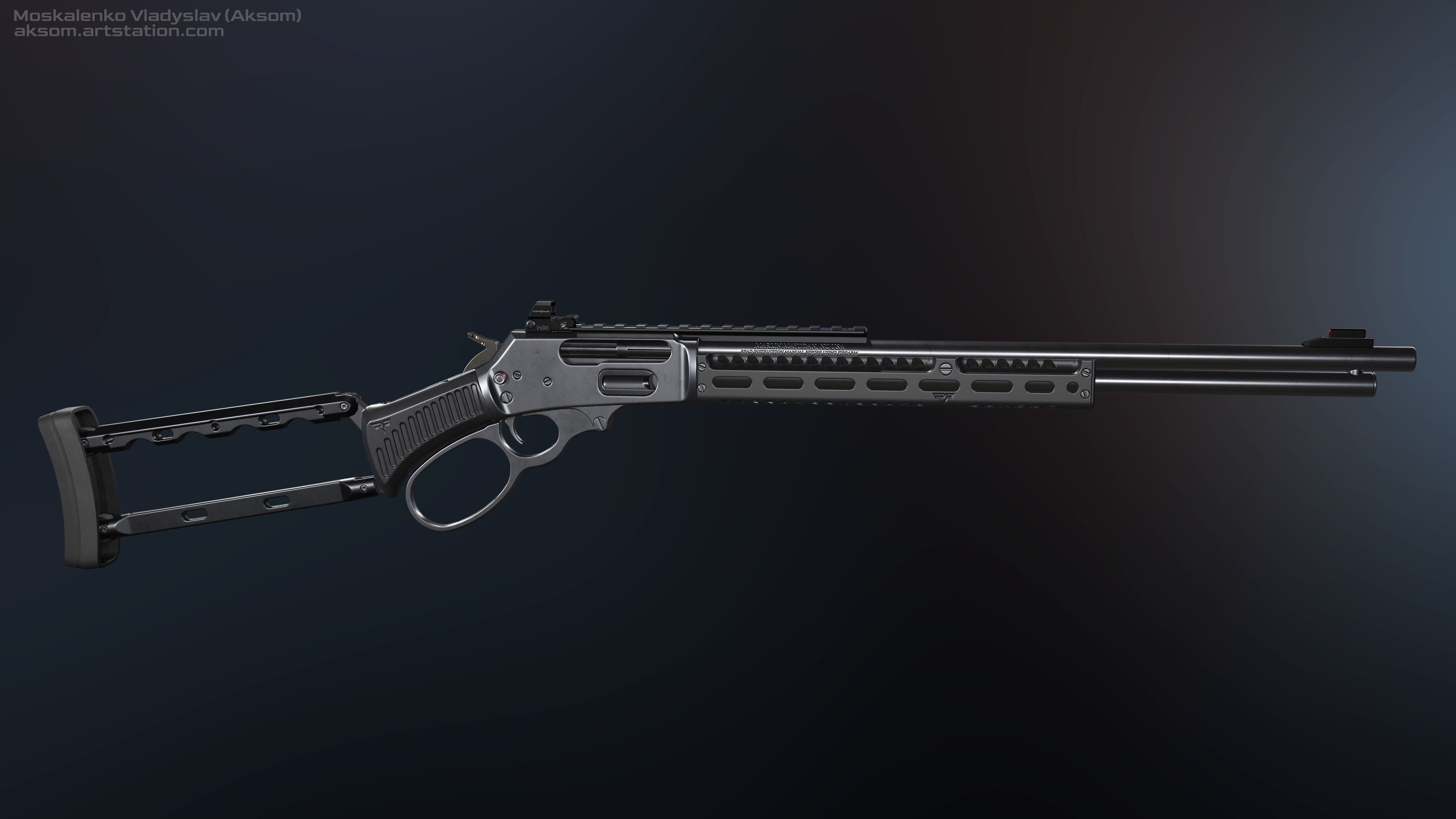 Marlin model 1895 SBL and Textures Low-poly 3D model_4