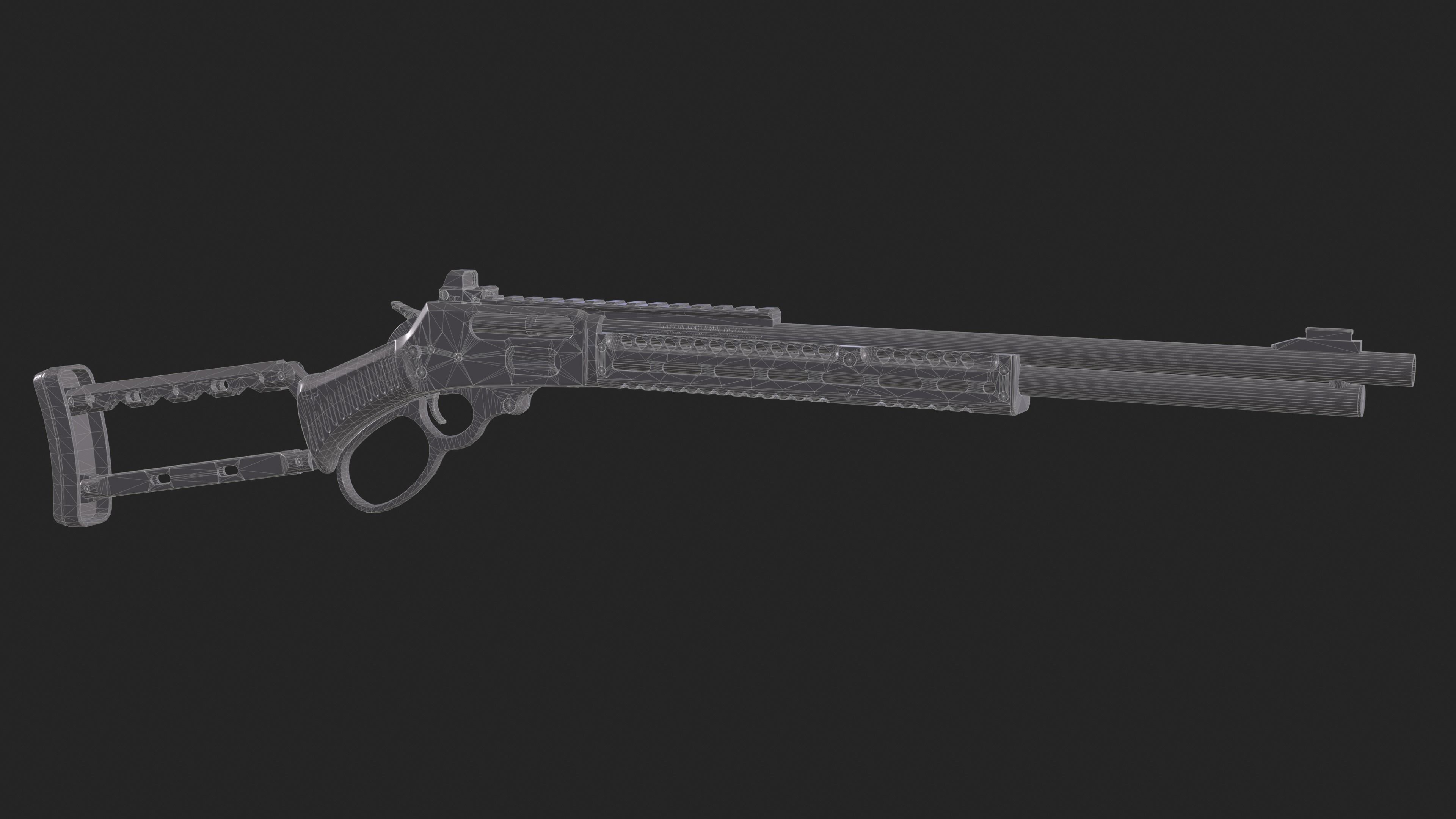 Marlin model 1895 SBL and Textures Low-poly 3D model_6