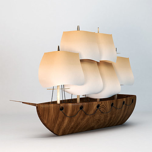 Decor-ship wooden sailing ship lamp Free 3D model