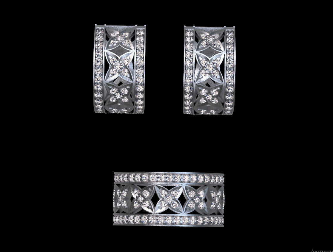 ring earrings 3D print model_24