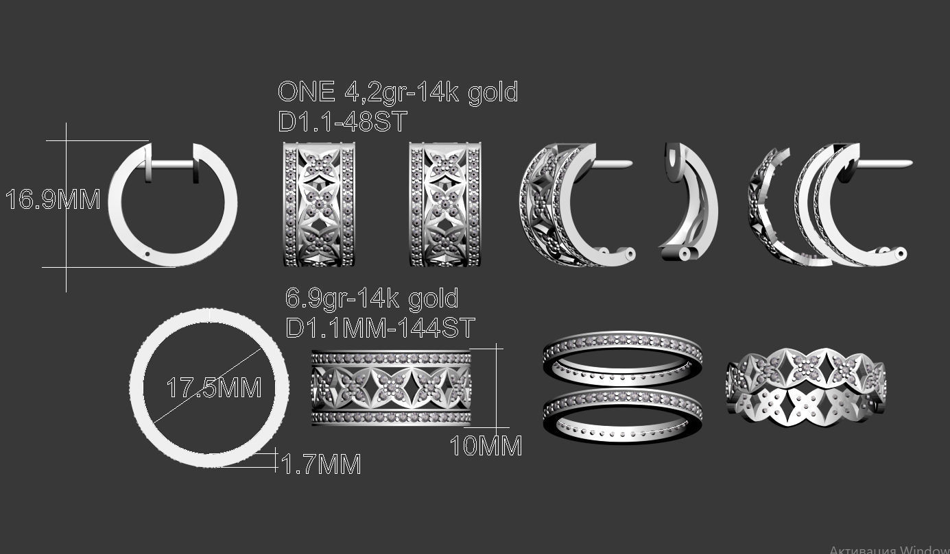 ring earrings 3D print model_11