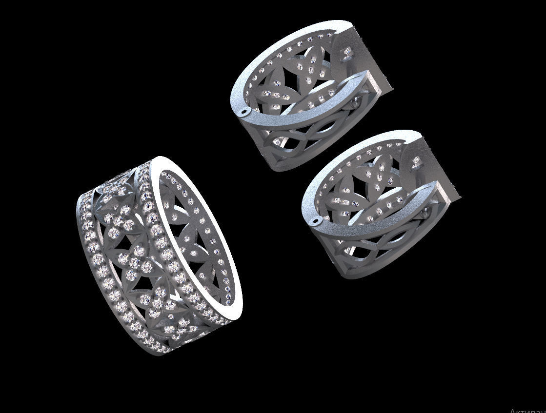 ring earrings 3D print model_2